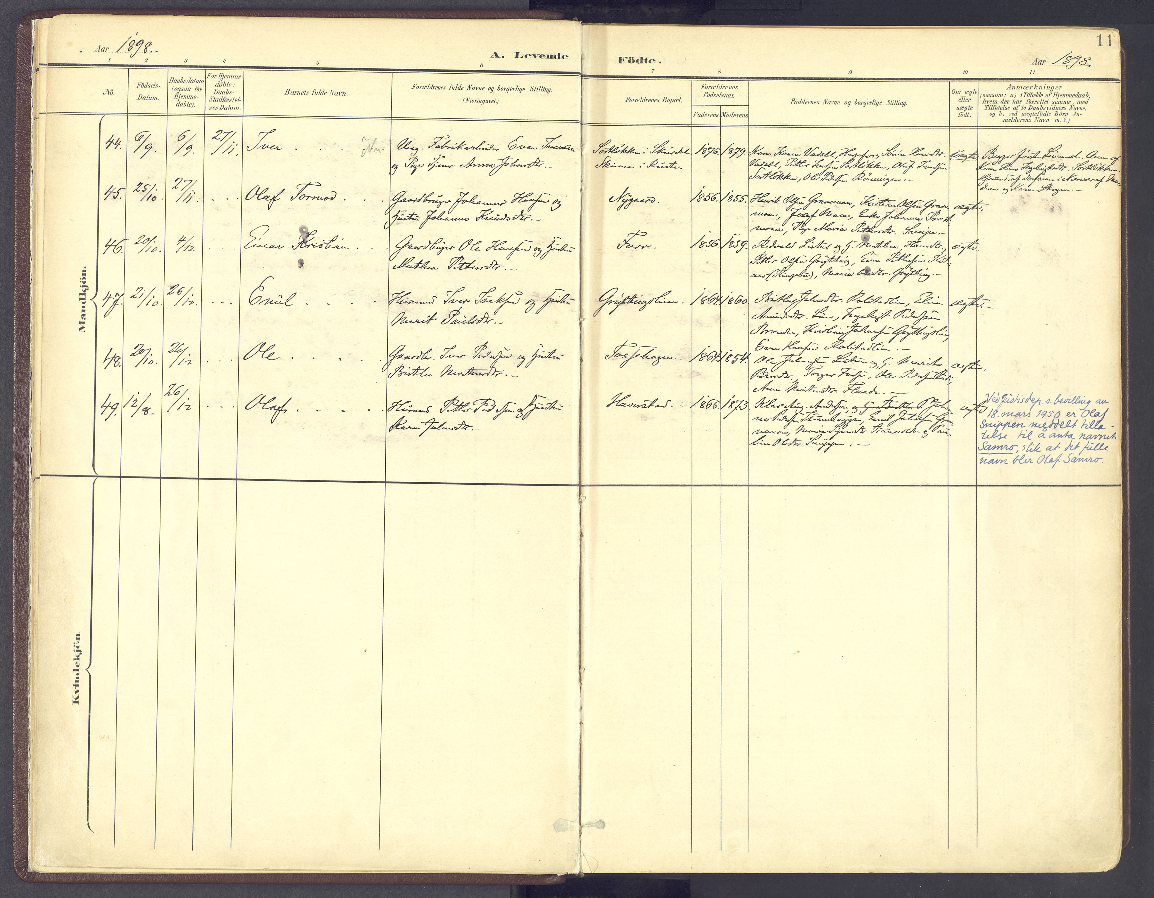 Sør-Fron prestekontor, SAH/PREST-010/H/Ha/Haa/L0004: Ministerialbok nr. 4, 1898-1919, s. 11