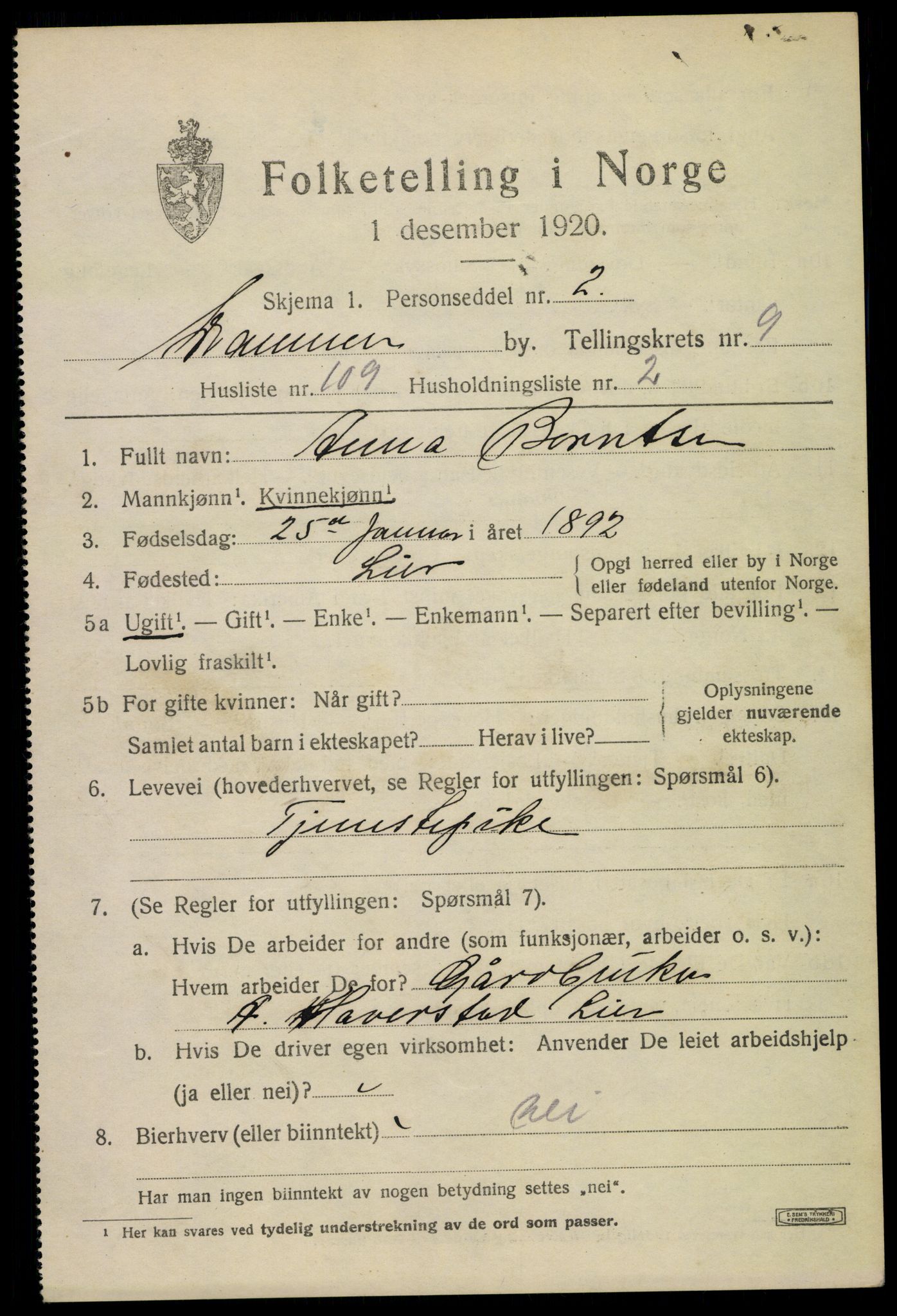 SAKO, Folketelling 1920 for 0602 Drammen kjøpstad, 1920, s. 61423