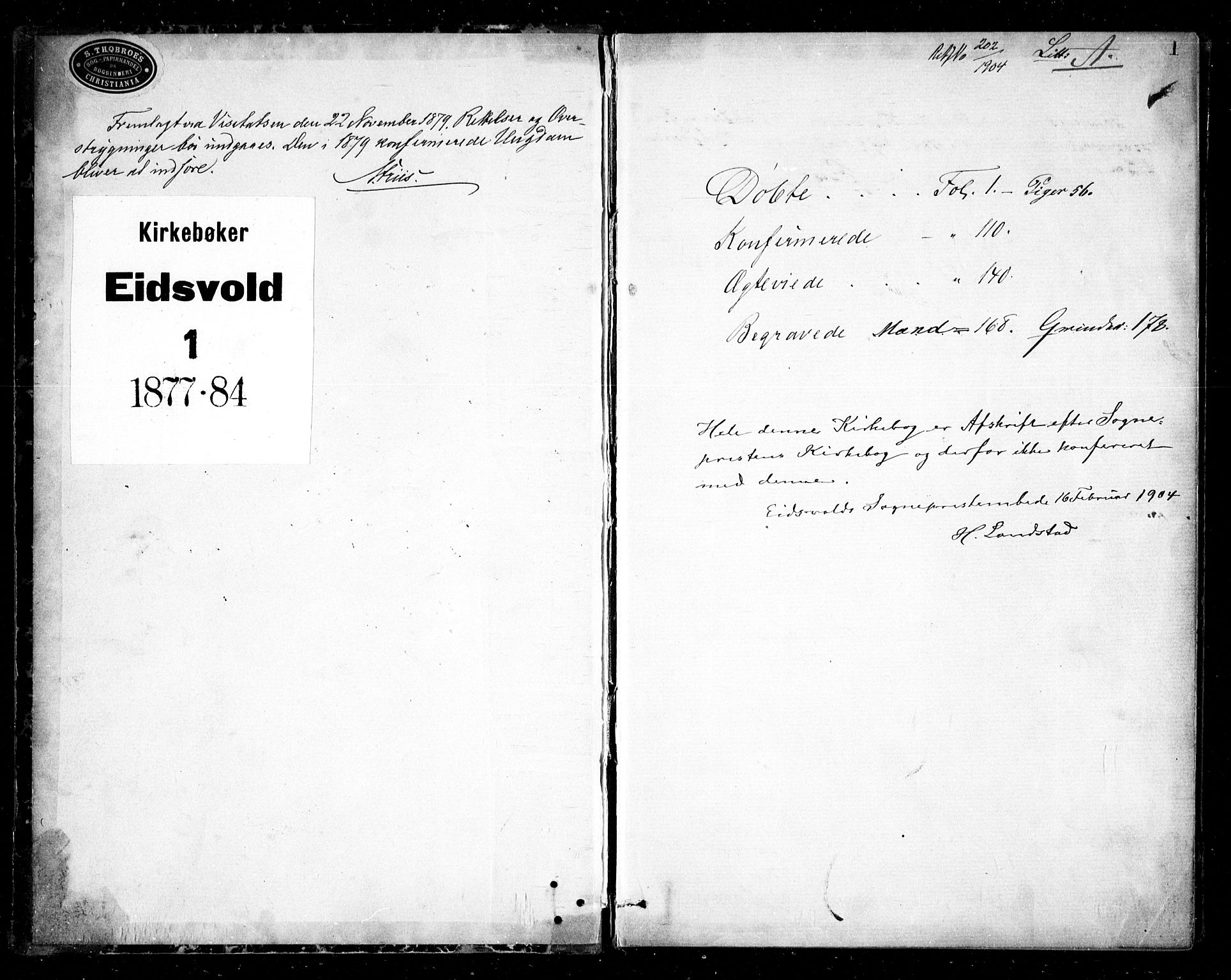 Eidsvoll prestekontor Kirkebøker, AV/SAO-A-10888/G/Ga/L0004: Klokkerbok nr. I 4, 1877-1884, s. 1