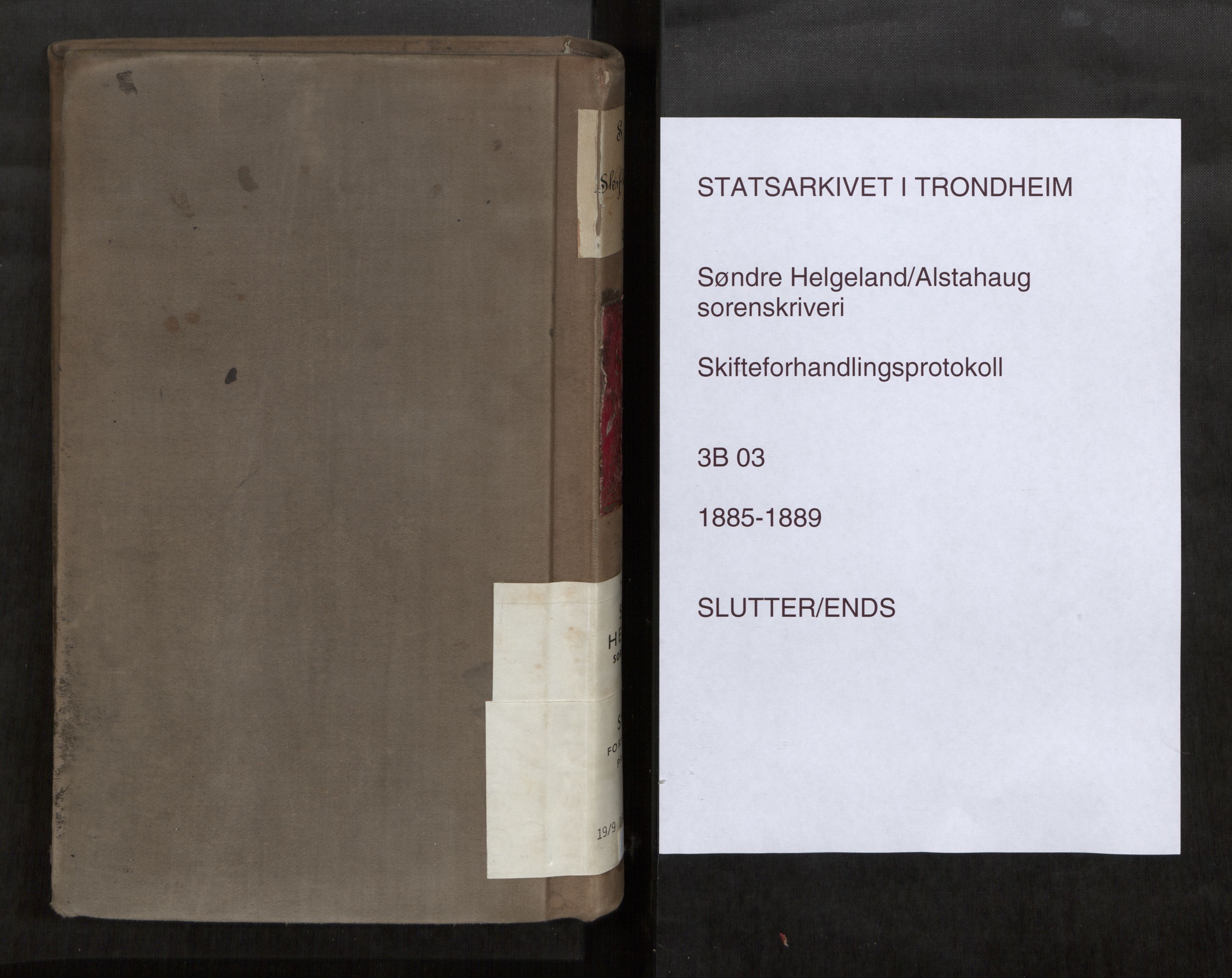 Søndre Helgeland sorenskriveri, SAT/A-4575/1/3/3B/L0003: Skiftebehandlingsprotokoll, 1885-1889