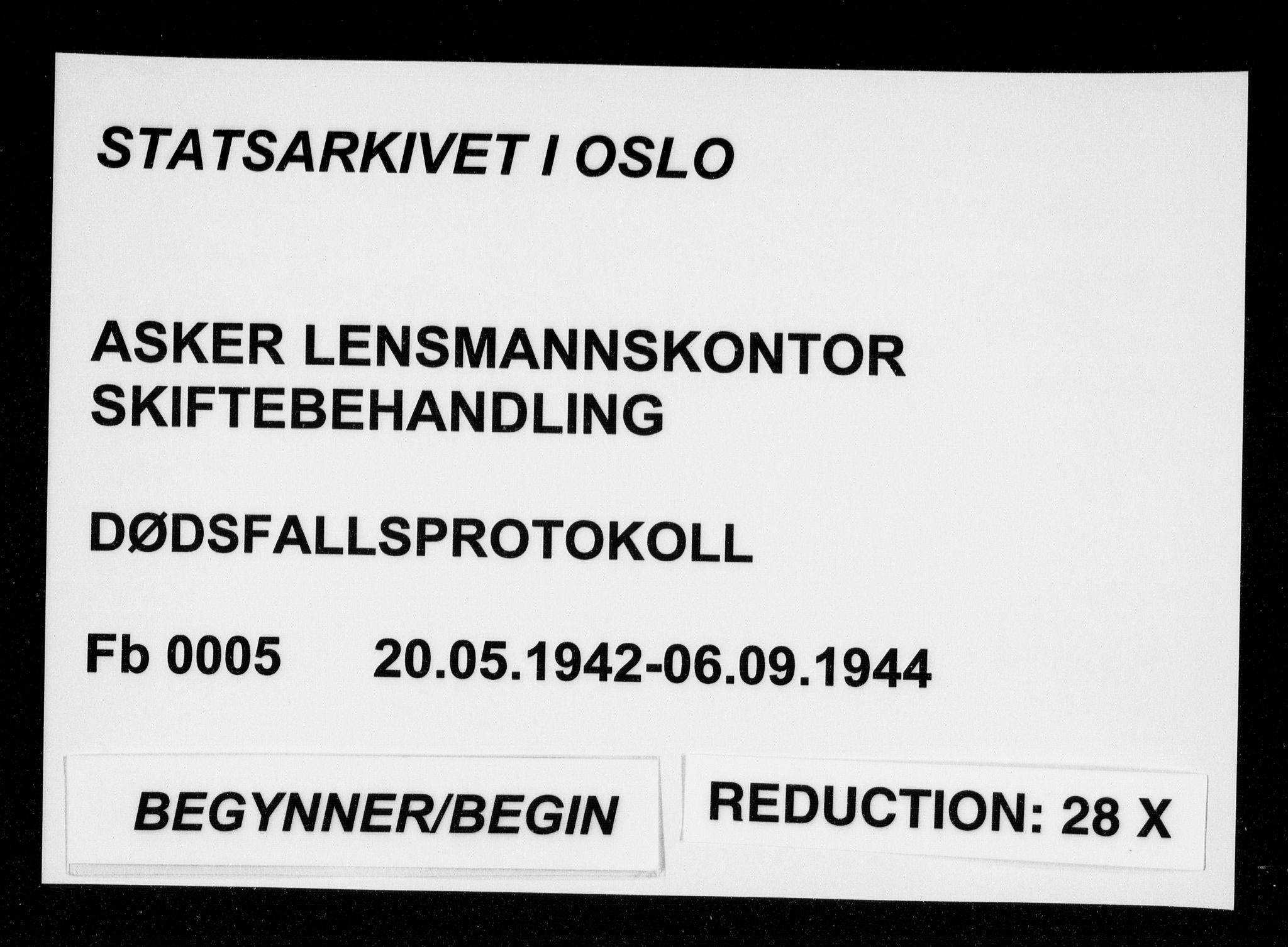 Asker lensmannskontor, SAO/A-10244/H/Ha/Haa/L0005: Dødsanmeldelsesprotokoll, 1942-1944