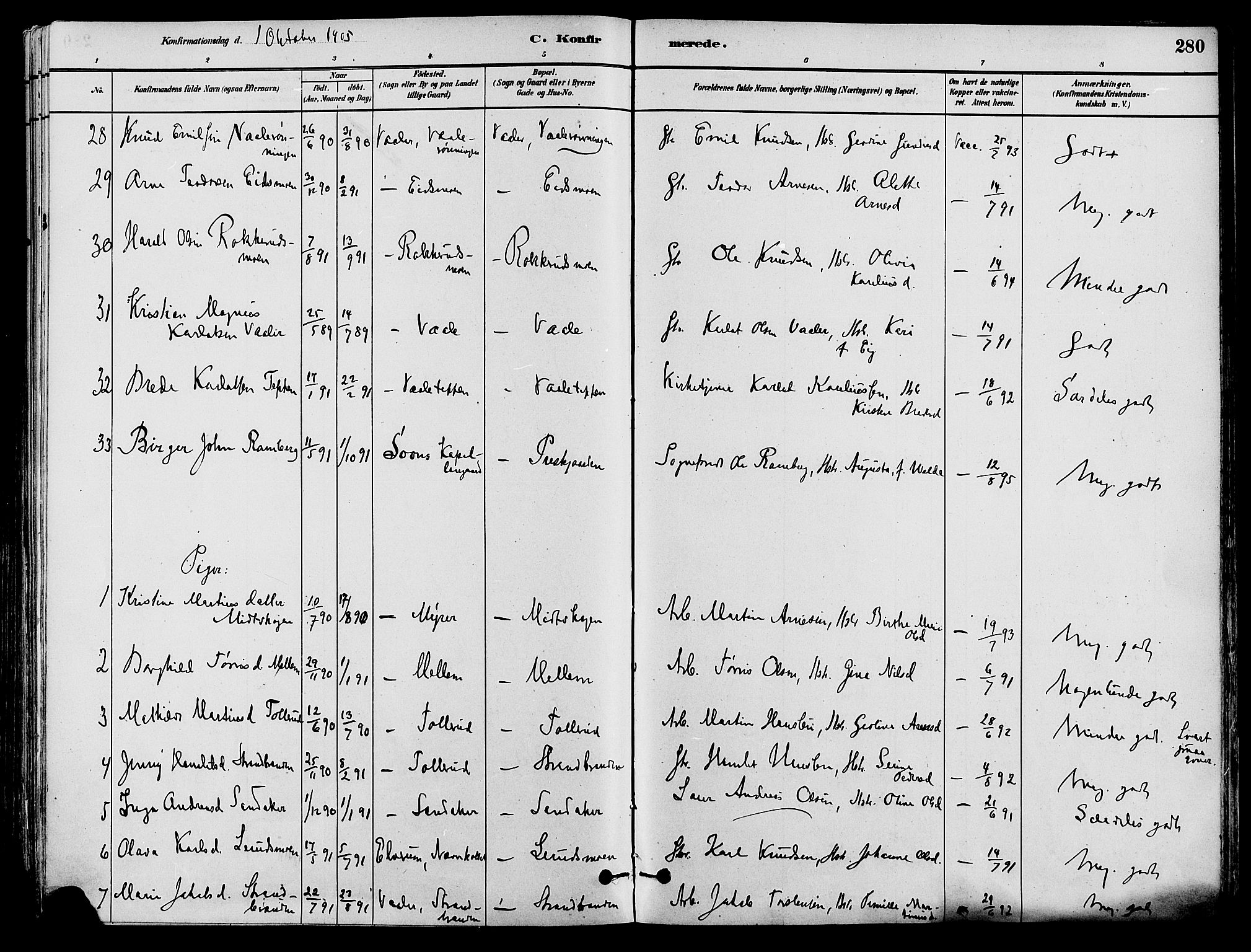 Våler prestekontor, Hedmark, AV/SAH-PREST-040/H/Ha/Haa/L0002: Ministerialbok nr. 3, 1879-1911, s. 280