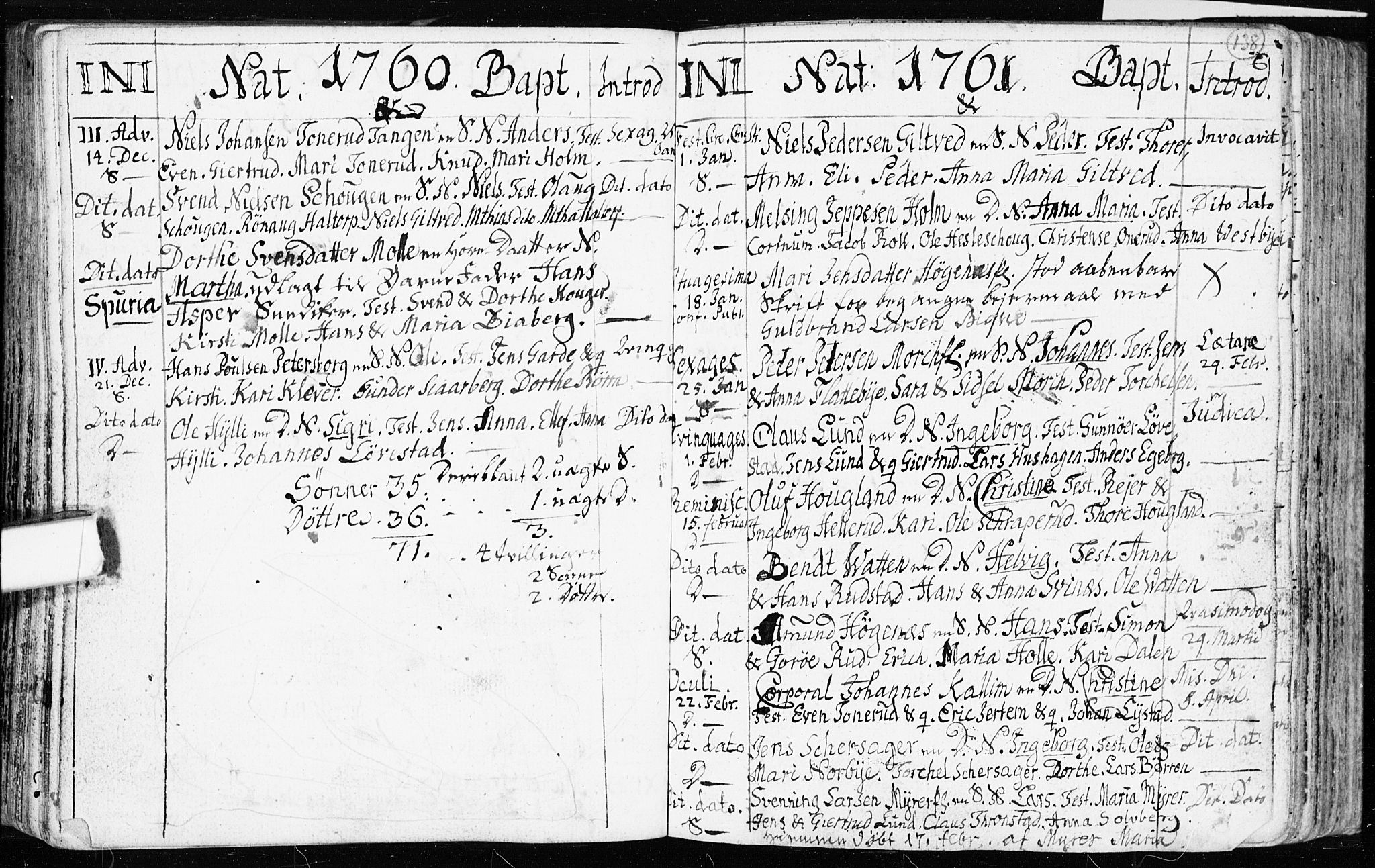 Spydeberg prestekontor Kirkebøker, SAO/A-10924/F/Fa/L0002: Ministerialbok nr. I 2, 1739-1780, s. 138