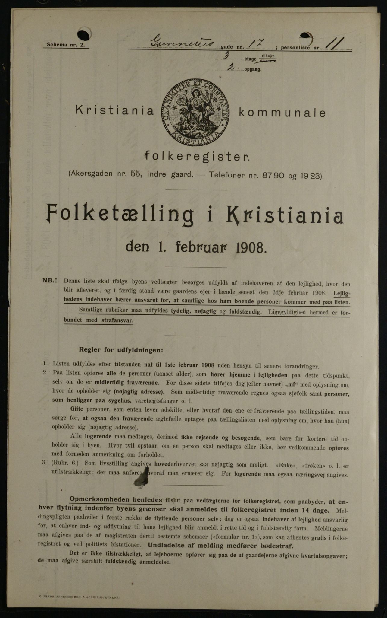 OBA, Kommunal folketelling 1.2.1908 for Kristiania kjøpstad, 1908, s. 5236