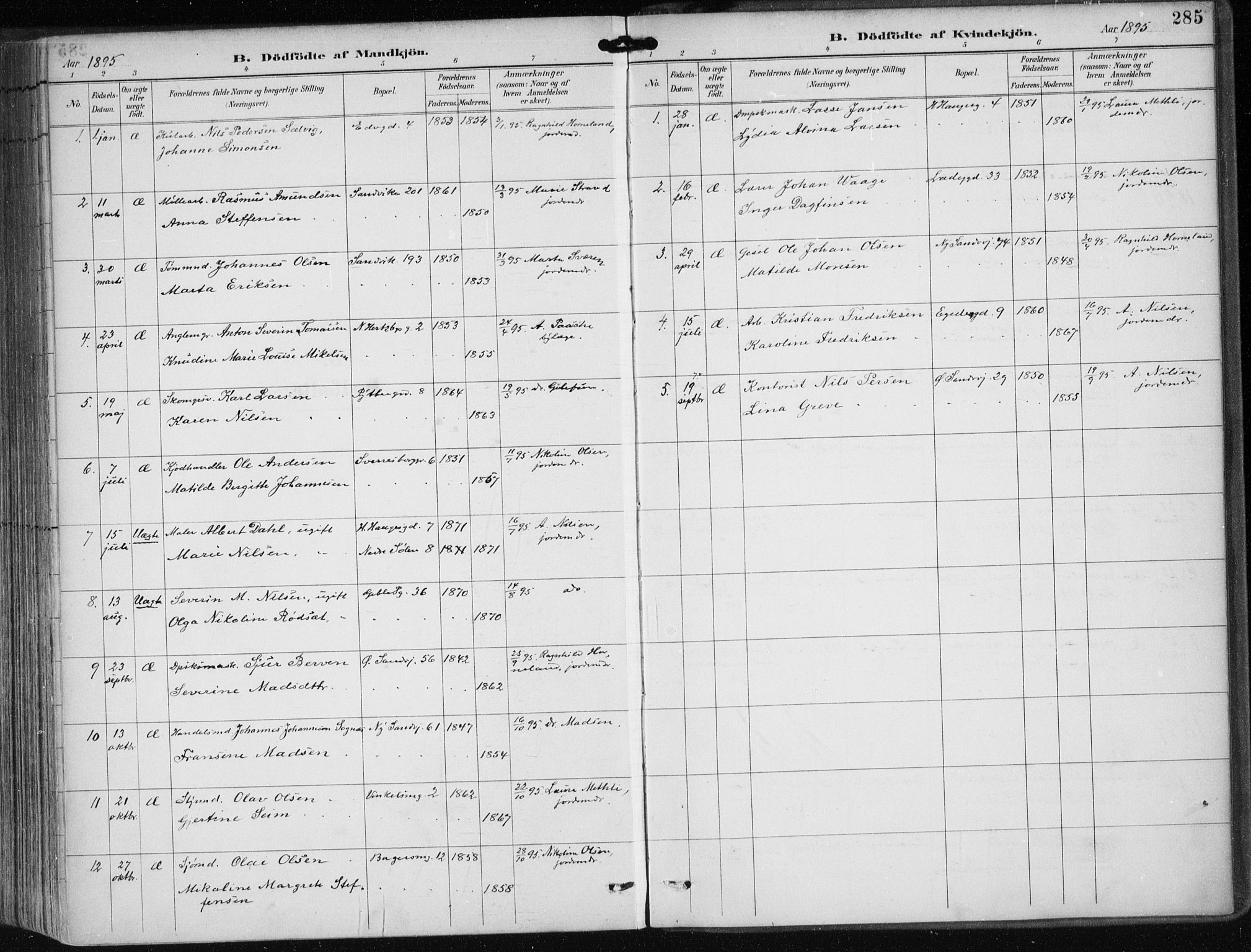 Sandviken Sokneprestembete, SAB/A-77601/H/Ha/L0005: Ministerialbok nr. B 2, 1891-1901, s. 285