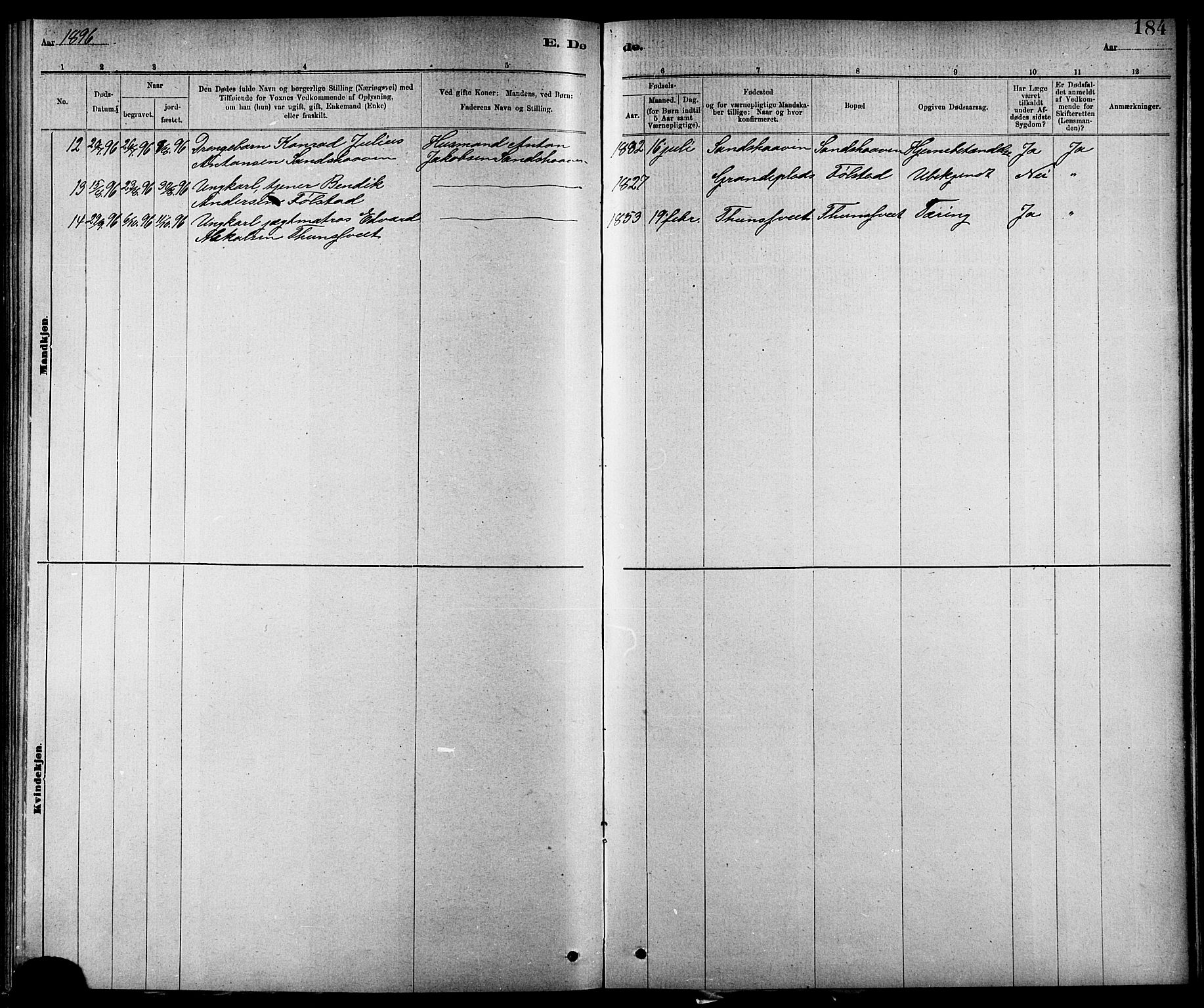 Ministerialprotokoller, klokkerbøker og fødselsregistre - Nord-Trøndelag, SAT/A-1458/744/L0423: Klokkerbok nr. 744C02, 1886-1905, s. 184