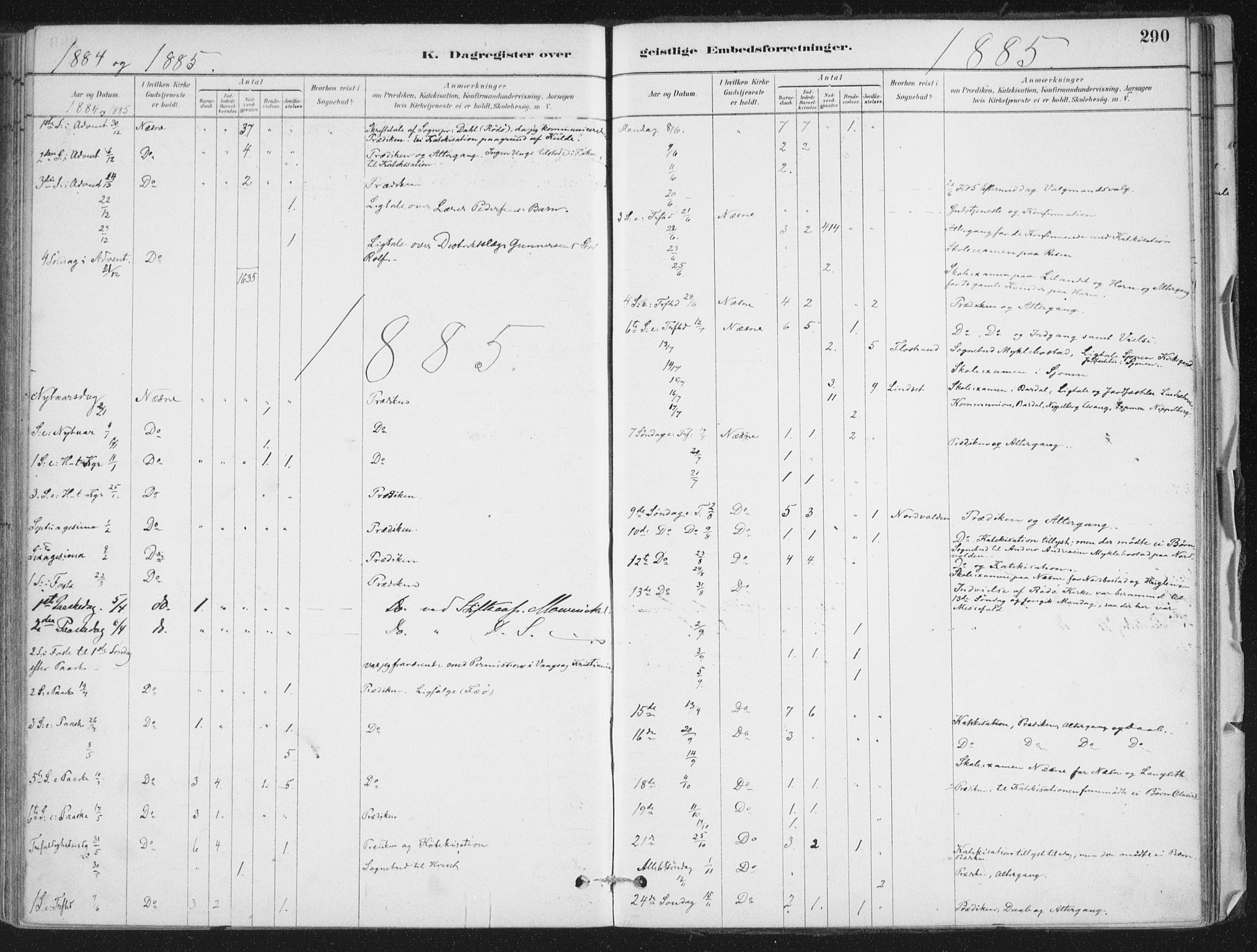 Ministerialprotokoller, klokkerbøker og fødselsregistre - Nordland, SAT/A-1459/838/L0553: Ministerialbok nr. 838A11, 1880-1910, s. 290