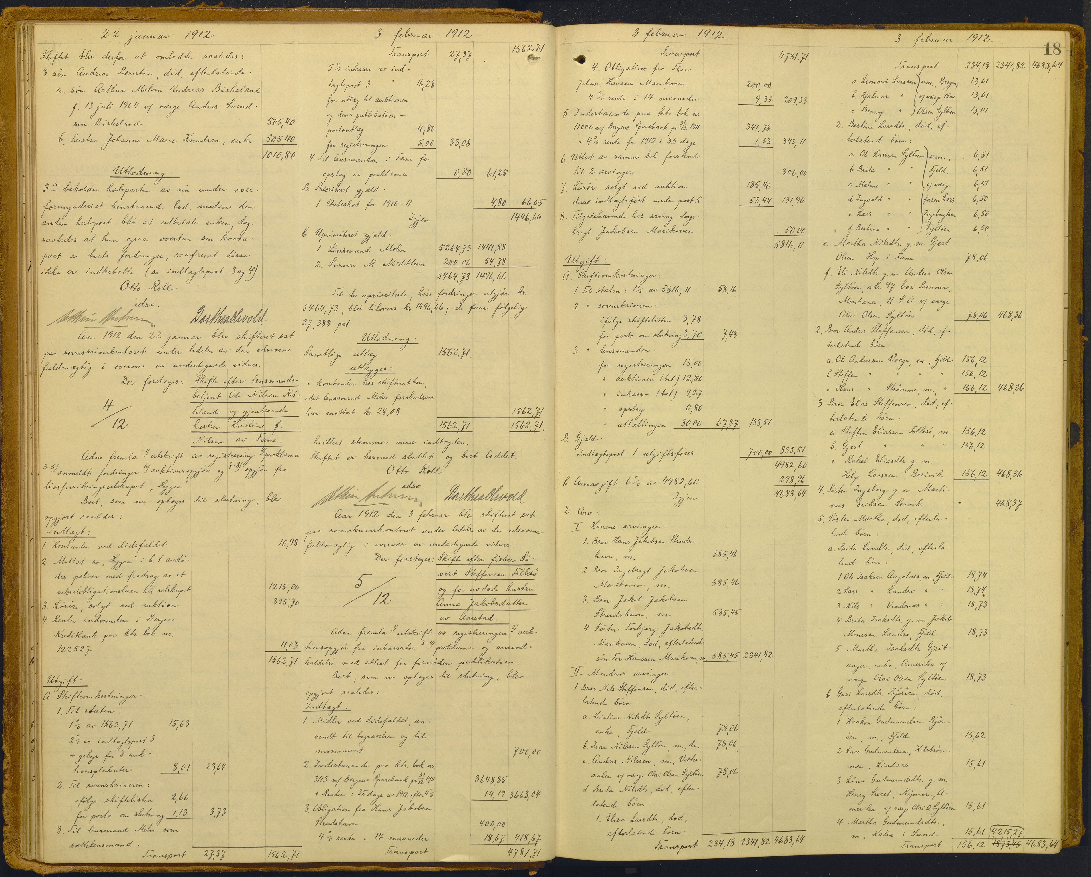 Midhordland sorenskriveri, AV/SAB-A-3001/1/H/Hd/L0007: Skifteutlodningsprotokoll, 1911-1923, s. 18
