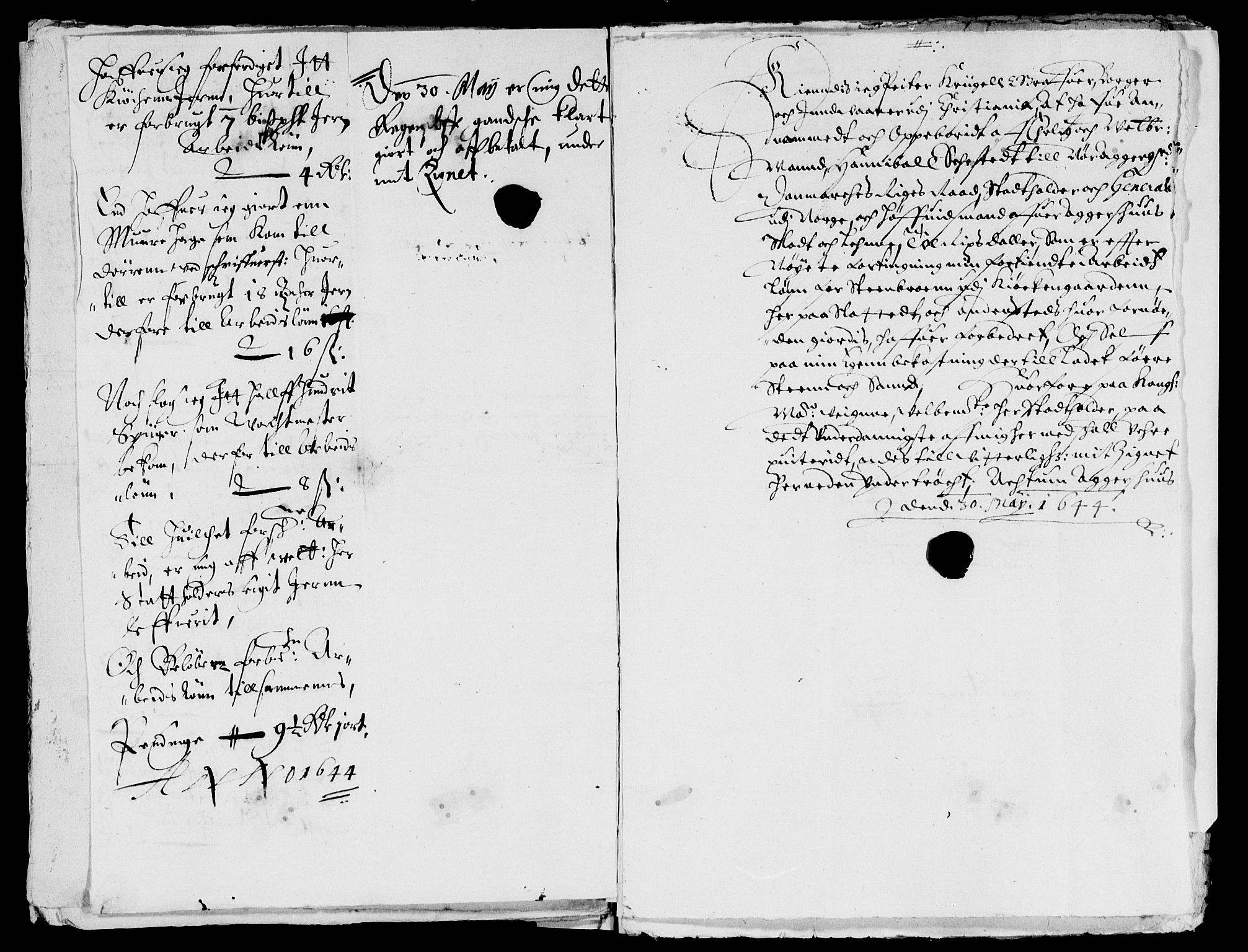 Rentekammeret inntil 1814, Reviderte regnskaper, Lensregnskaper, AV/RA-EA-5023/R/Rb/Rba/L0182: Akershus len, 1643-1645