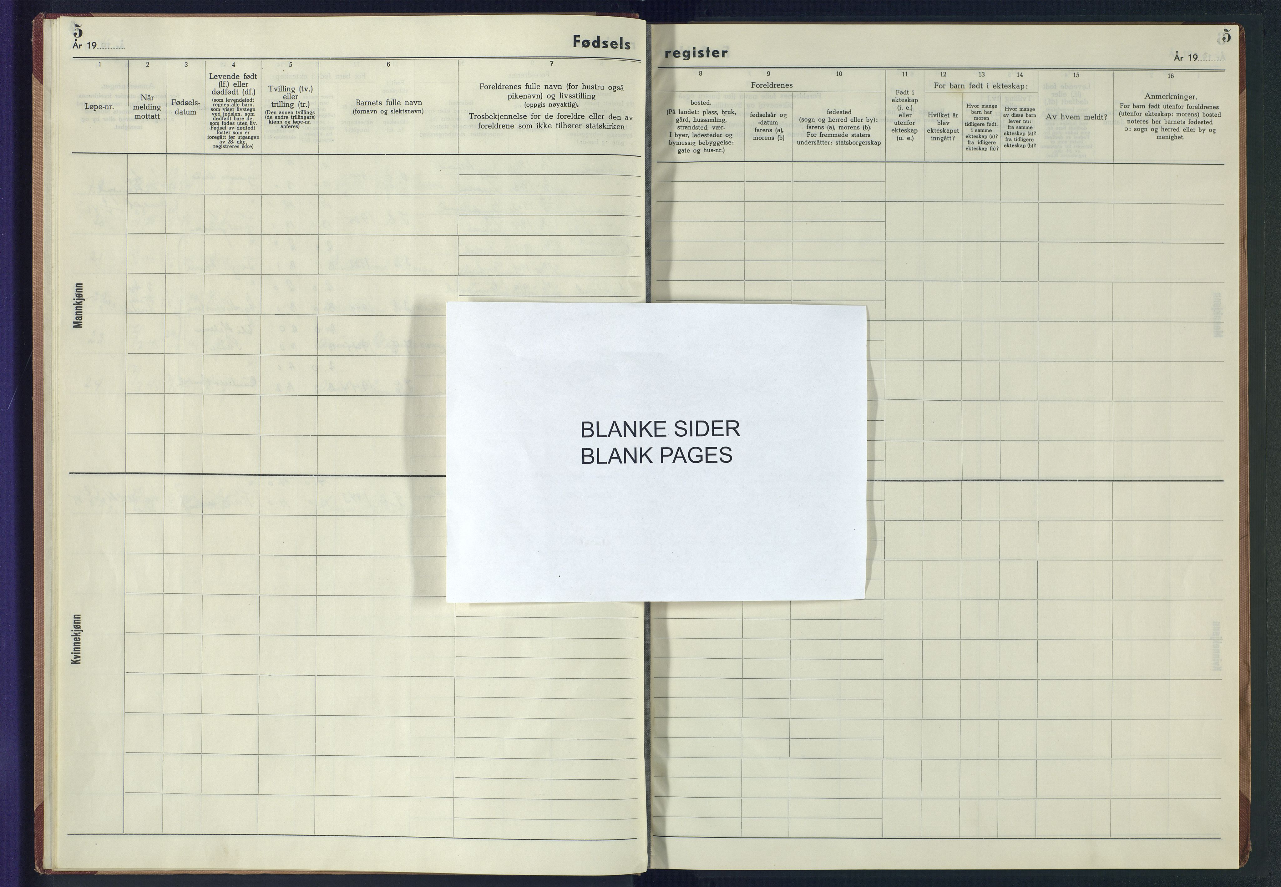 Herefoss sokneprestkontor, AV/SAK-1111-0019/J/Jb/L0002: Fødselsregister nr. II.6.2, 1943-1945