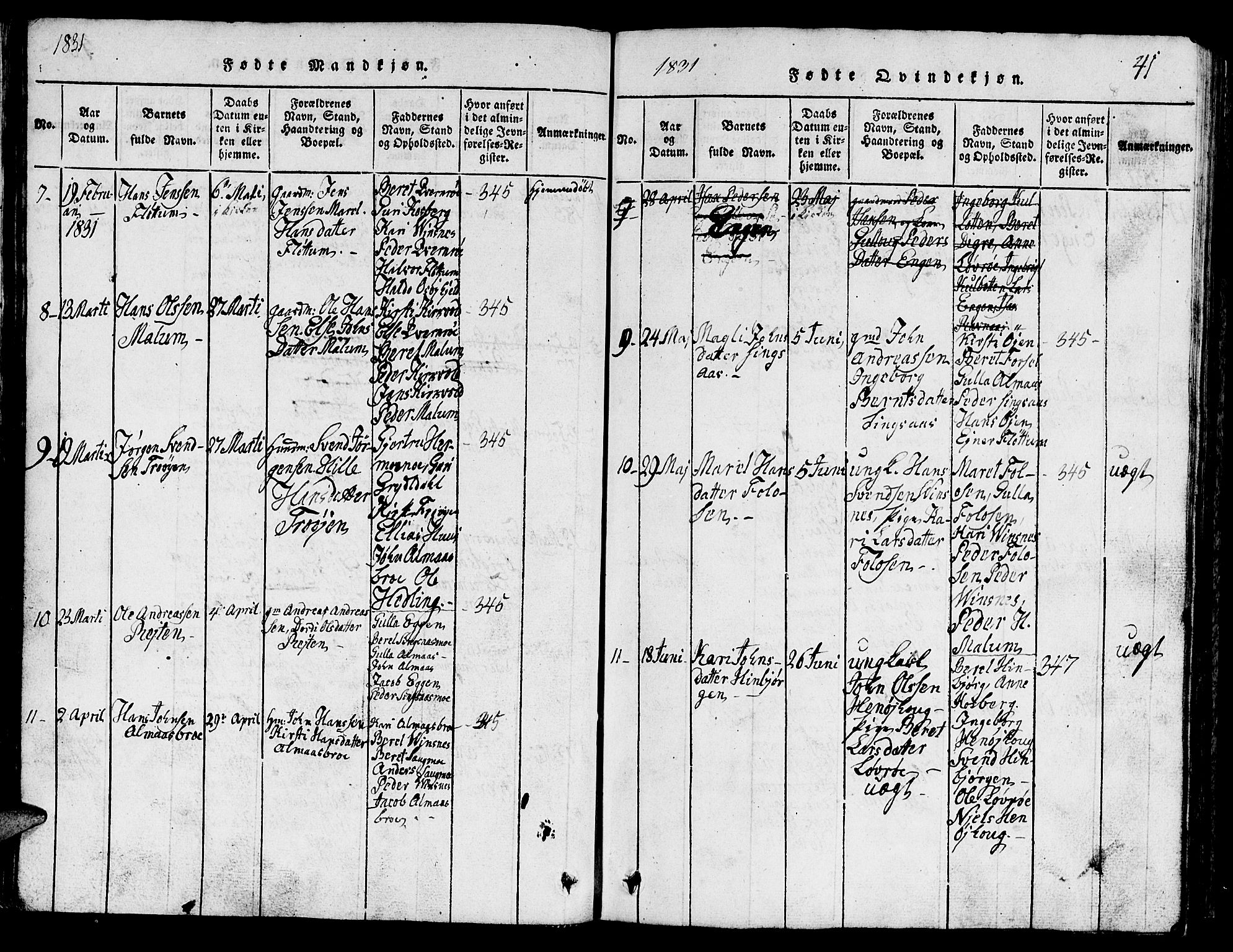 Ministerialprotokoller, klokkerbøker og fødselsregistre - Sør-Trøndelag, SAT/A-1456/688/L1026: Klokkerbok nr. 688C01, 1817-1860, s. 41