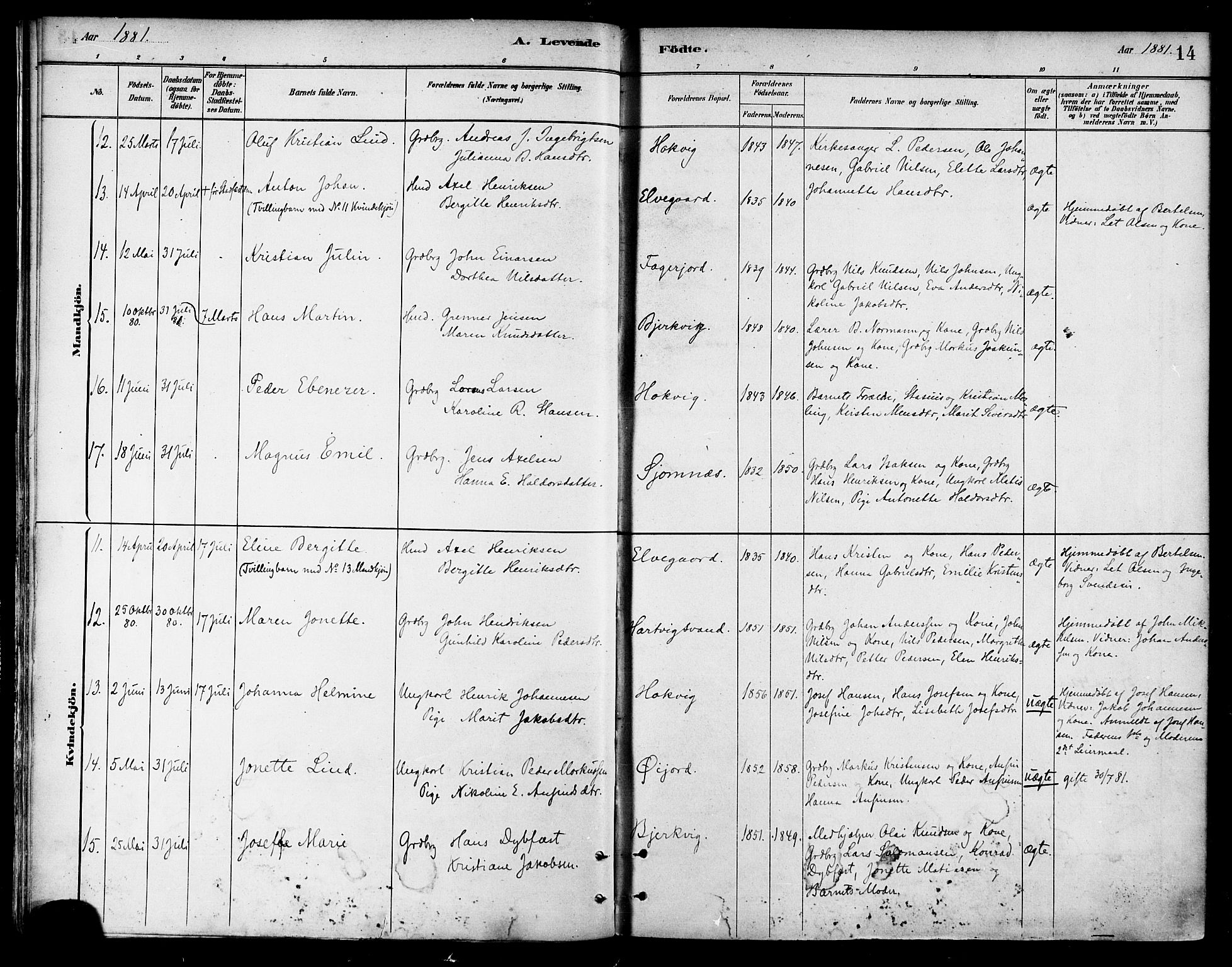 Ministerialprotokoller, klokkerbøker og fødselsregistre - Nordland, AV/SAT-A-1459/866/L0938: Ministerialbok nr. 866A01, 1879-1893, s. 14