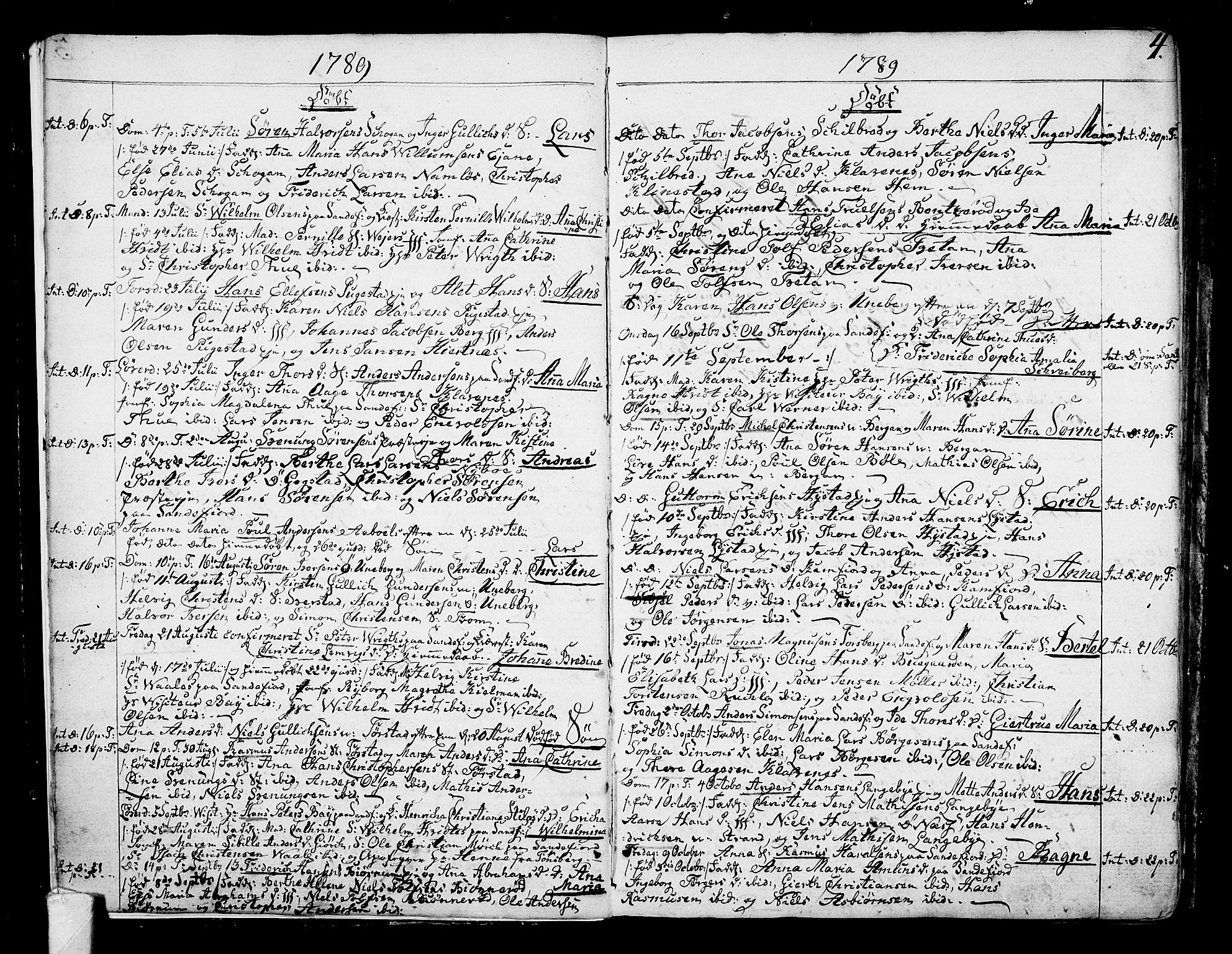 Sandar kirkebøker, AV/SAKO-A-243/F/Fa/L0003: Ministerialbok nr. 3, 1789-1814, s. 4