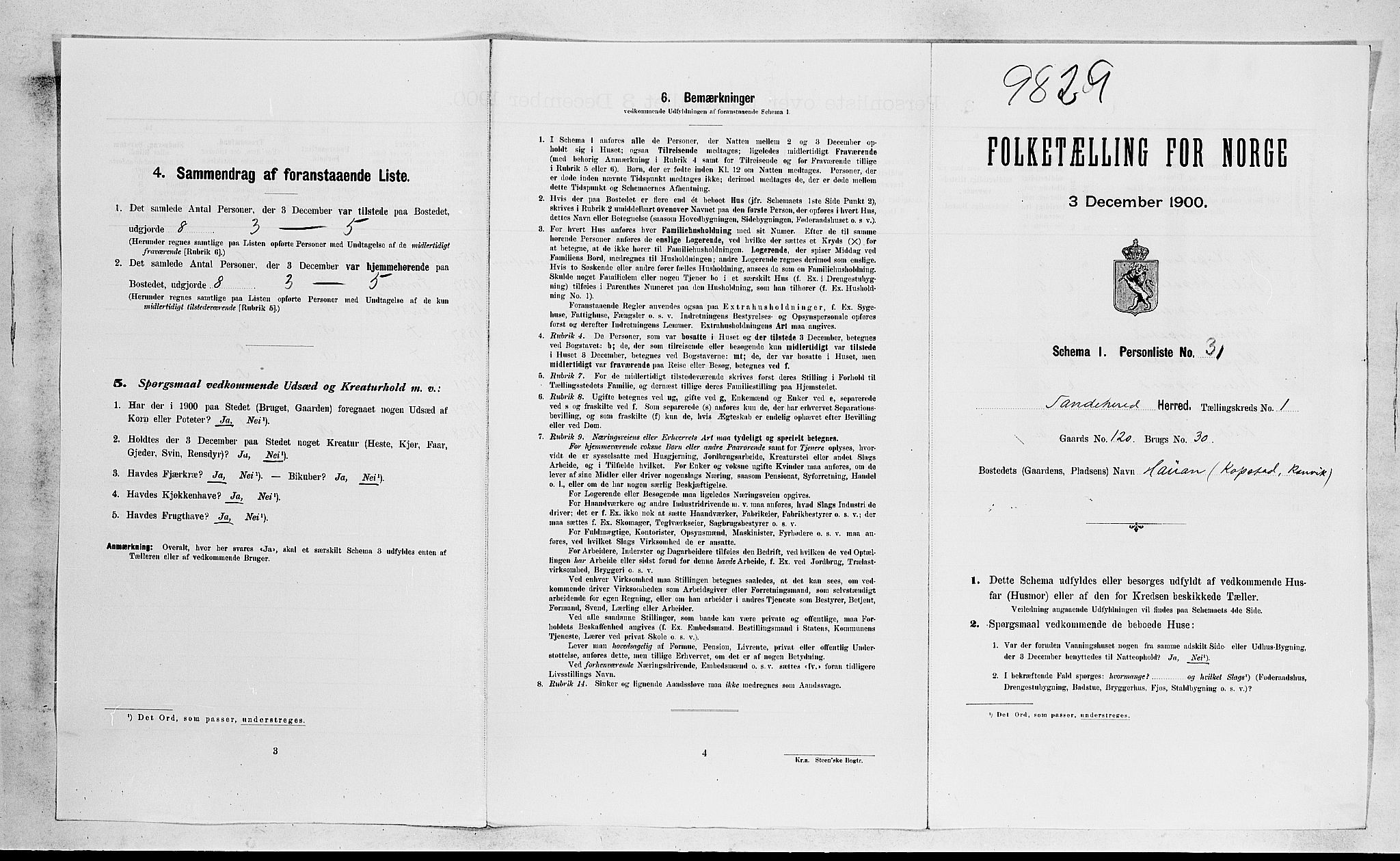 RA, Folketelling 1900 for 0724 Sandeherred herred, 1900, s. 232