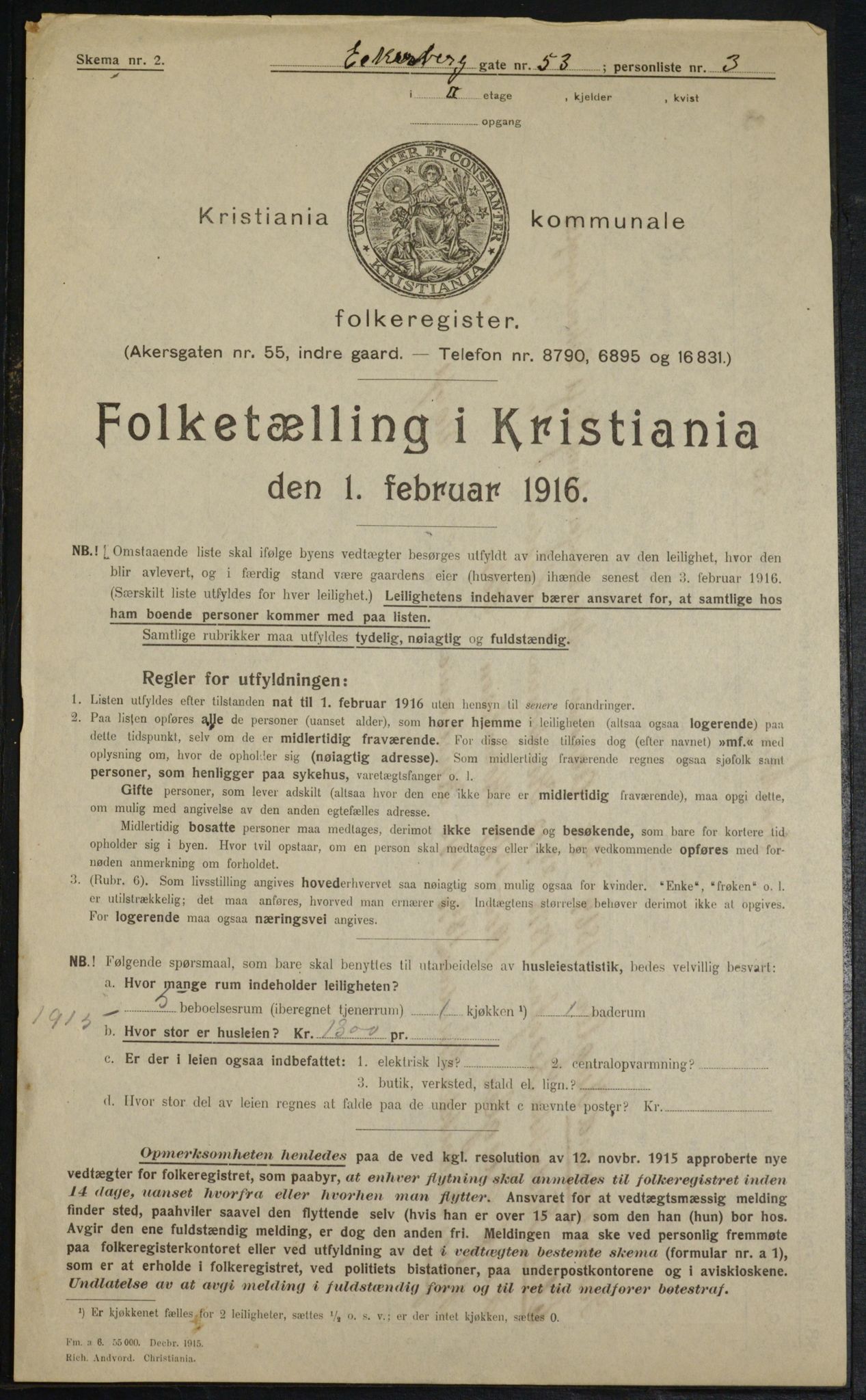 OBA, Kommunal folketelling 1.2.1916 for Kristiania, 1916, s. 18894