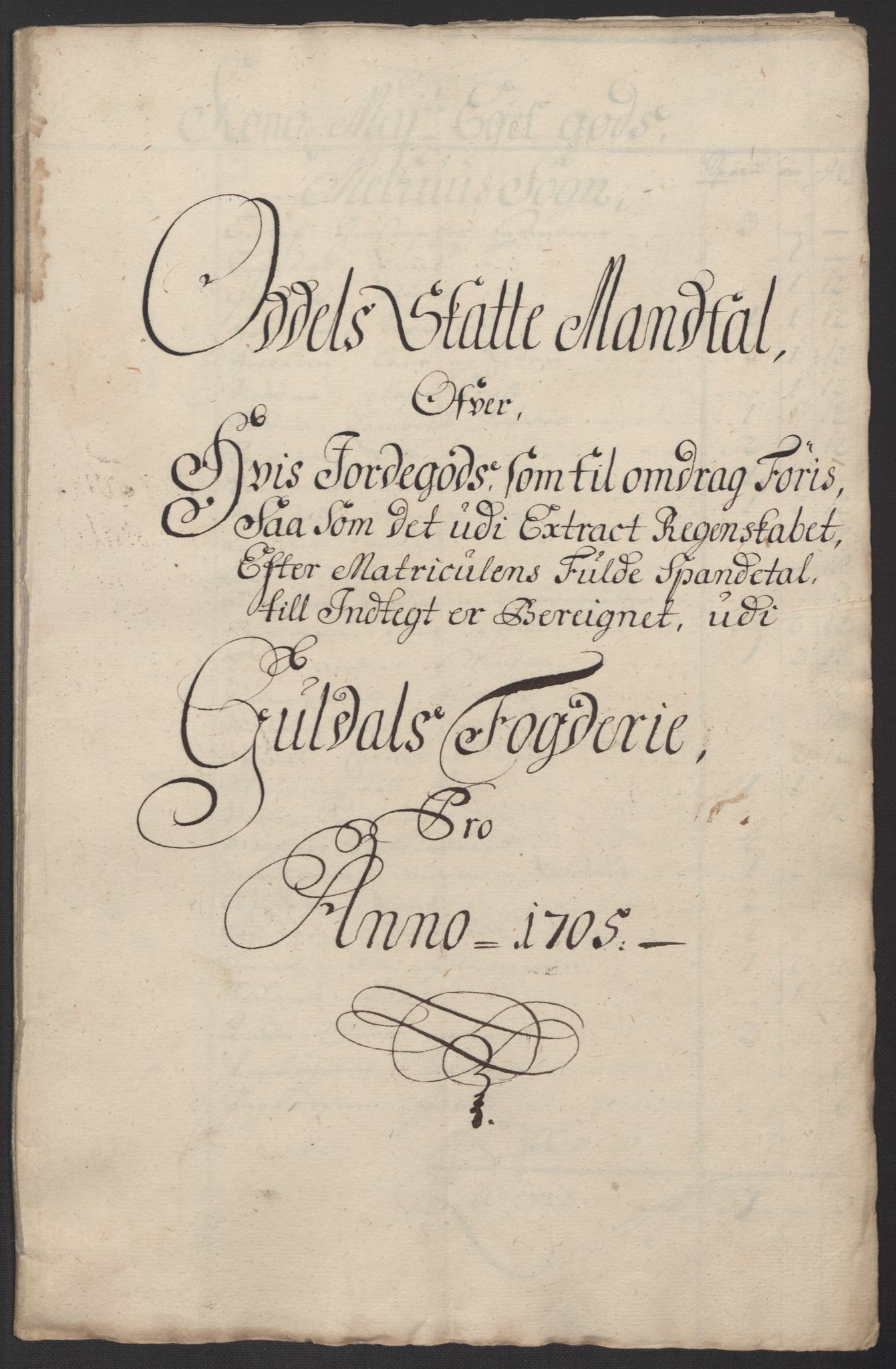 Rentekammeret inntil 1814, Reviderte regnskaper, Fogderegnskap, AV/RA-EA-4092/R60/L3955: Fogderegnskap Orkdal og Gauldal, 1705, s. 430