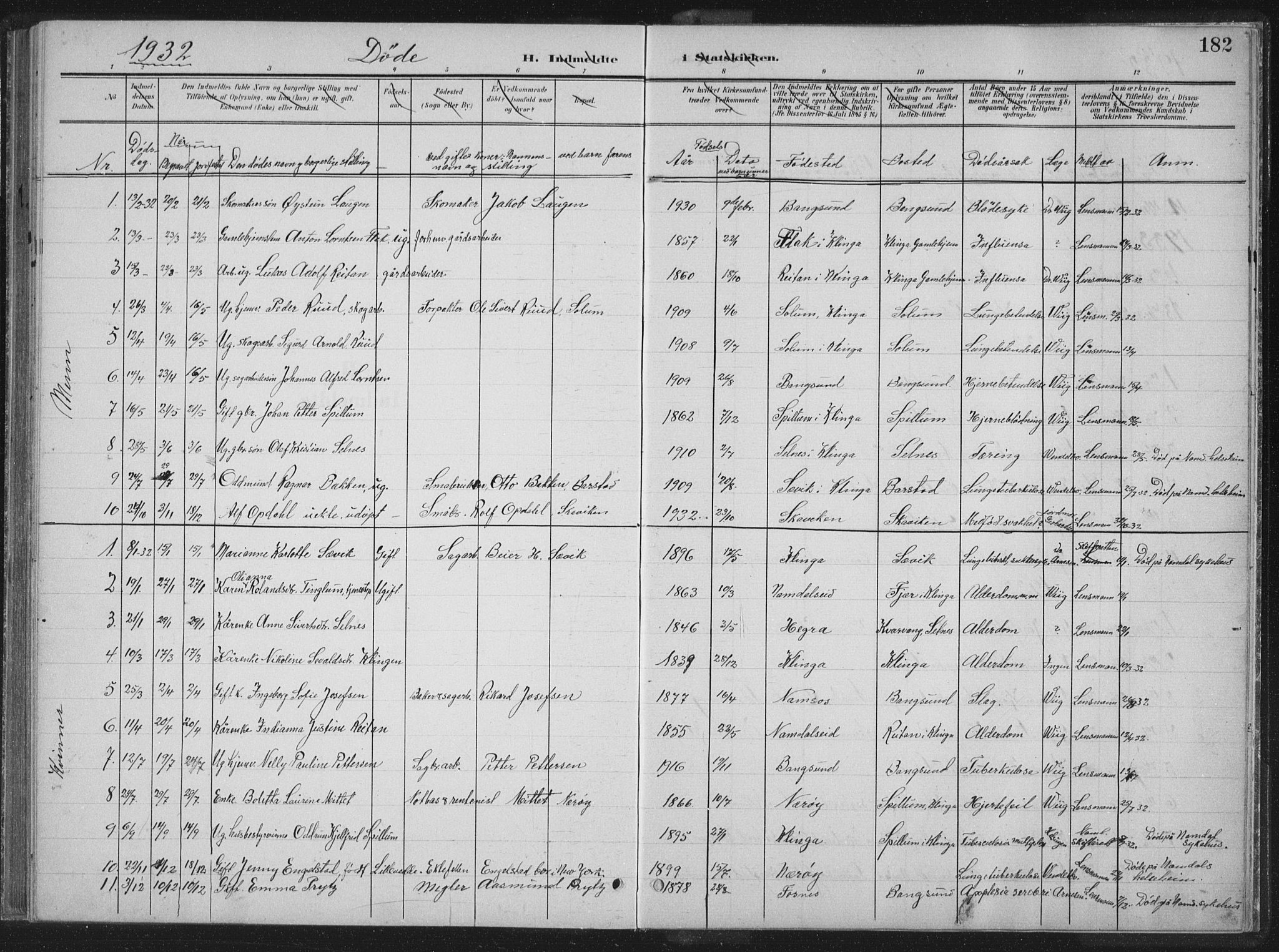 Ministerialprotokoller, klokkerbøker og fødselsregistre - Nord-Trøndelag, AV/SAT-A-1458/770/L0591: Klokkerbok nr. 770C02, 1902-1940, s. 182