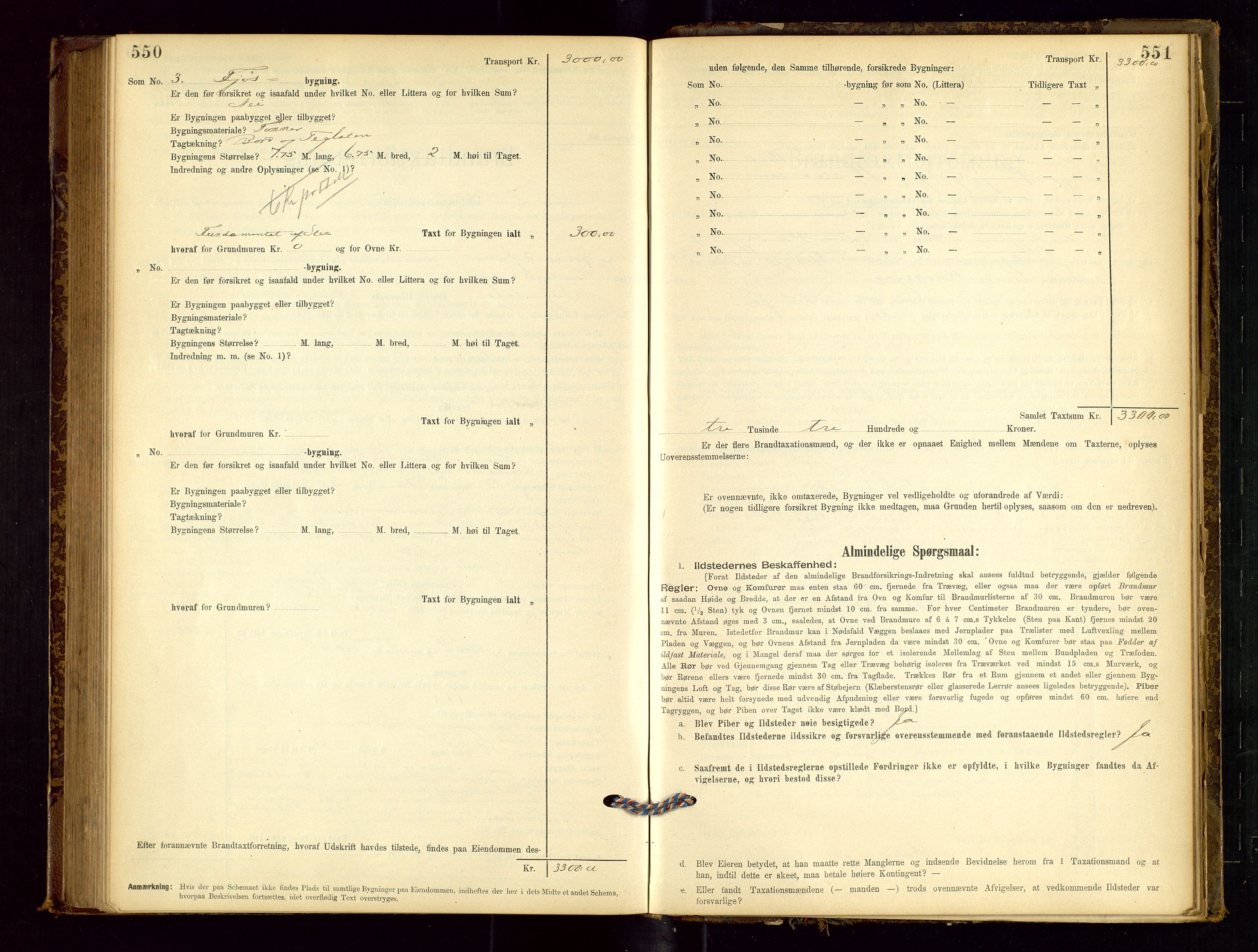 Sokndal lensmannskontor, AV/SAST-A-100417/Gob/L0001: "Brandtaxt-Protokol", 1895-1902, s. 550-551