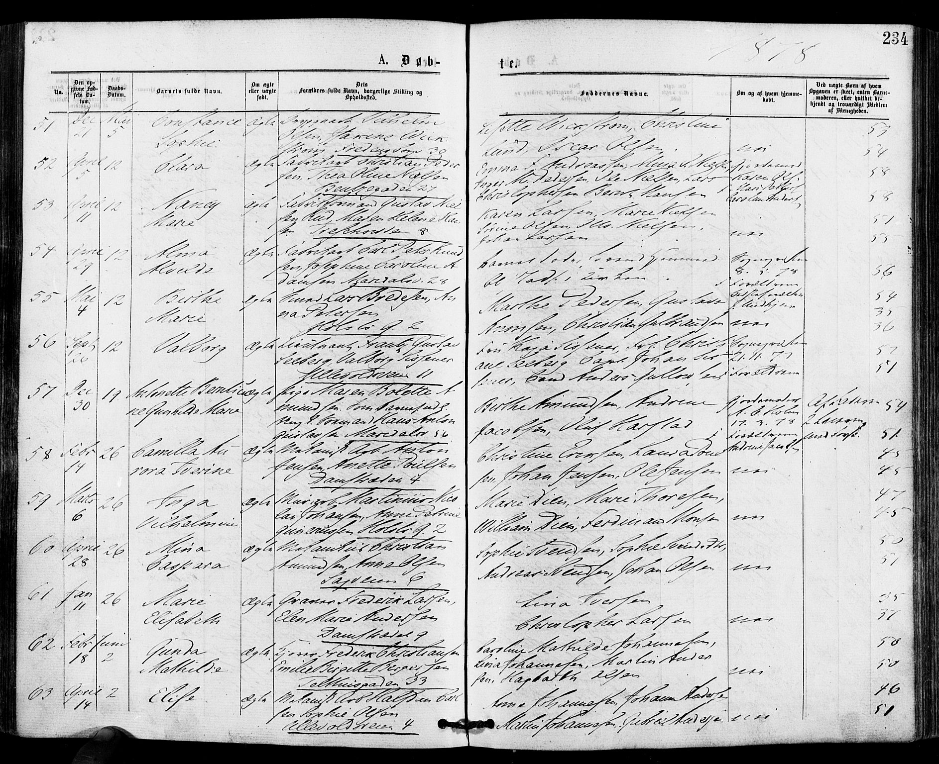 Gamle Aker prestekontor Kirkebøker, AV/SAO-A-10617a/F/L0004: Ministerialbok nr. 4, 1872-1879, s. 234