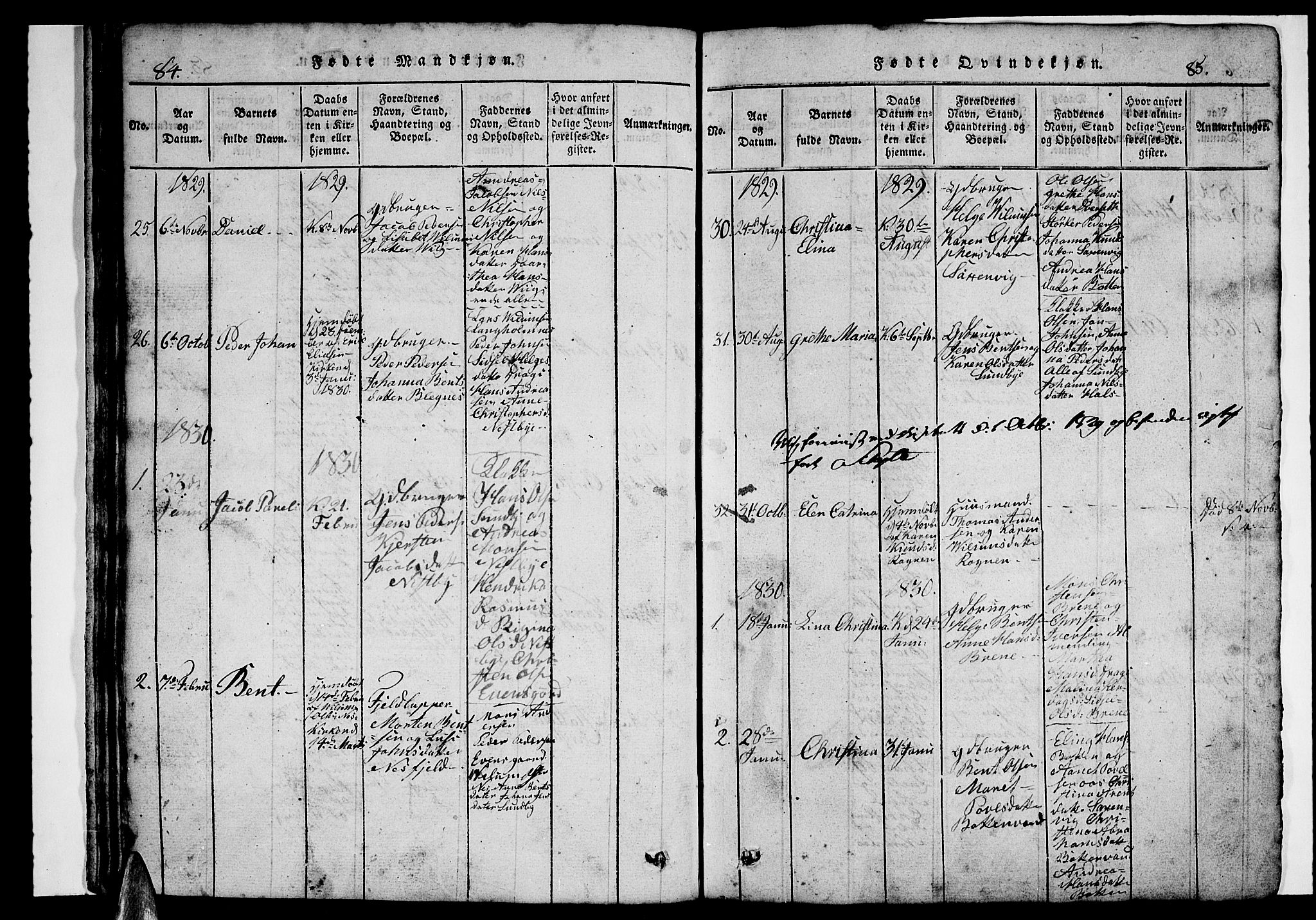 Ministerialprotokoller, klokkerbøker og fødselsregistre - Nordland, SAT/A-1459/847/L0676: Klokkerbok nr. 847C04, 1821-1853, s. 84-85