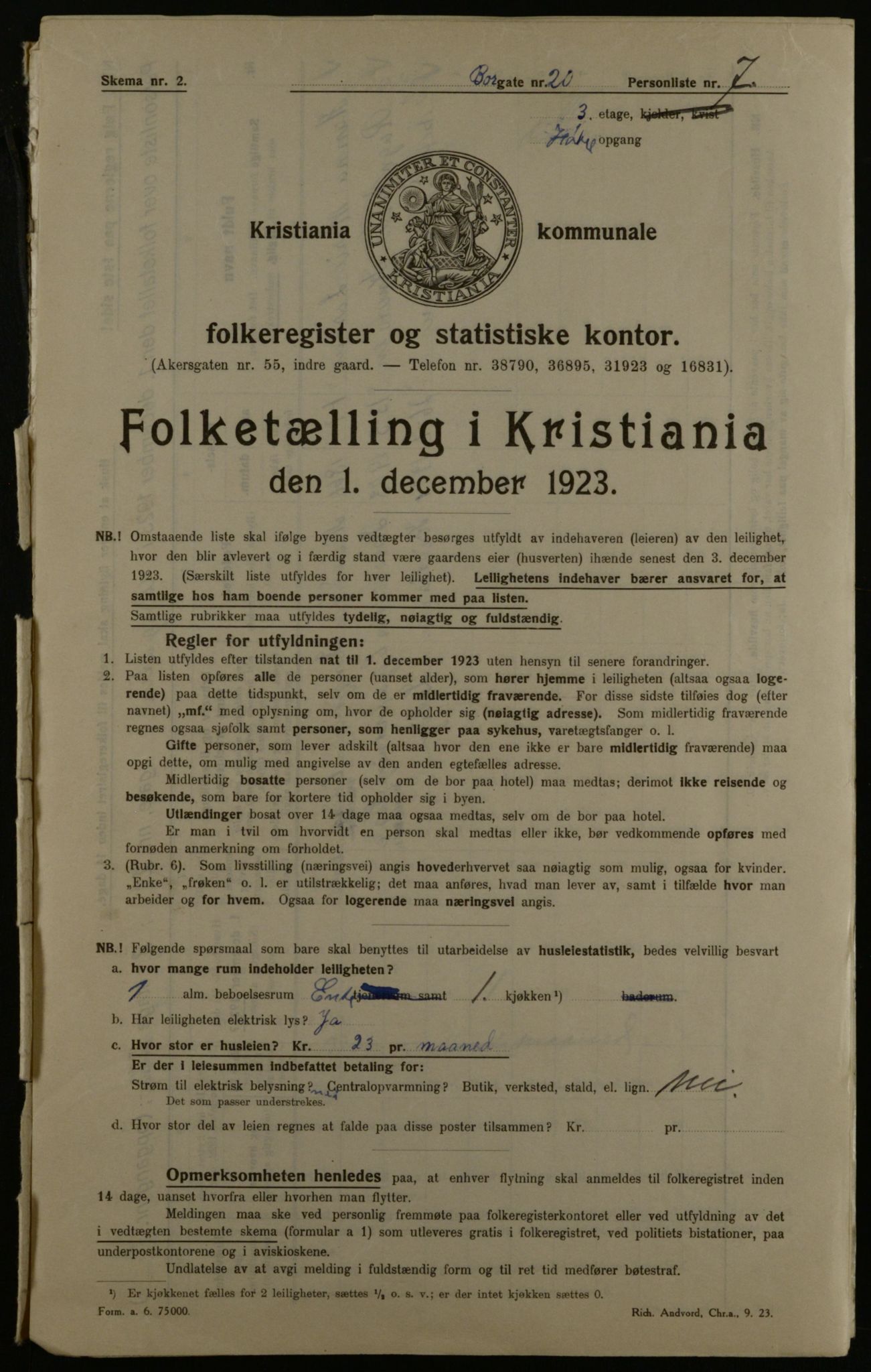 OBA, Kommunal folketelling 1.12.1923 for Kristiania, 1923, s. 9134