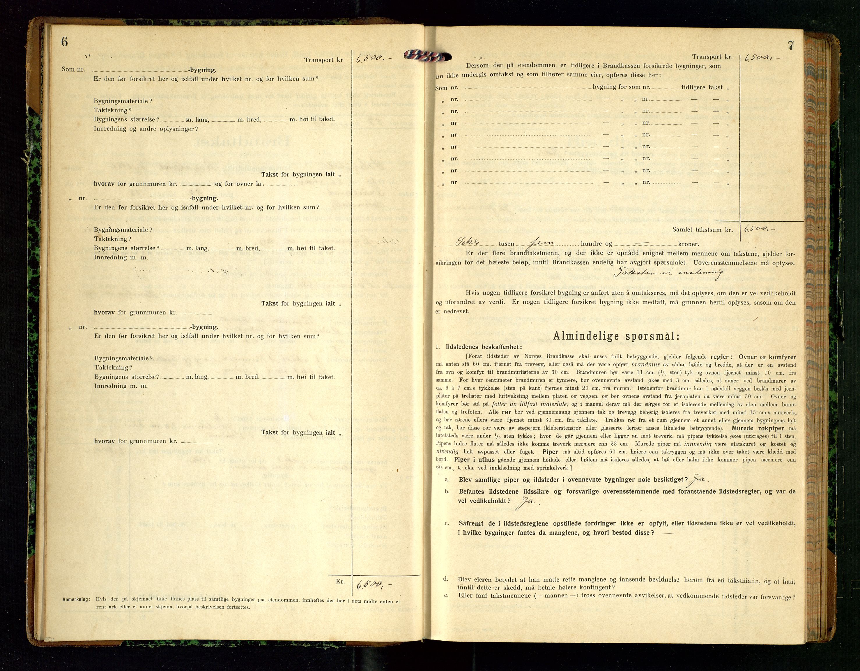 Sokndal lensmannskontor, AV/SAST-A-100417/Gob/L0005: "Brandtakst-Protokol", 1920-1924, s. 6-7
