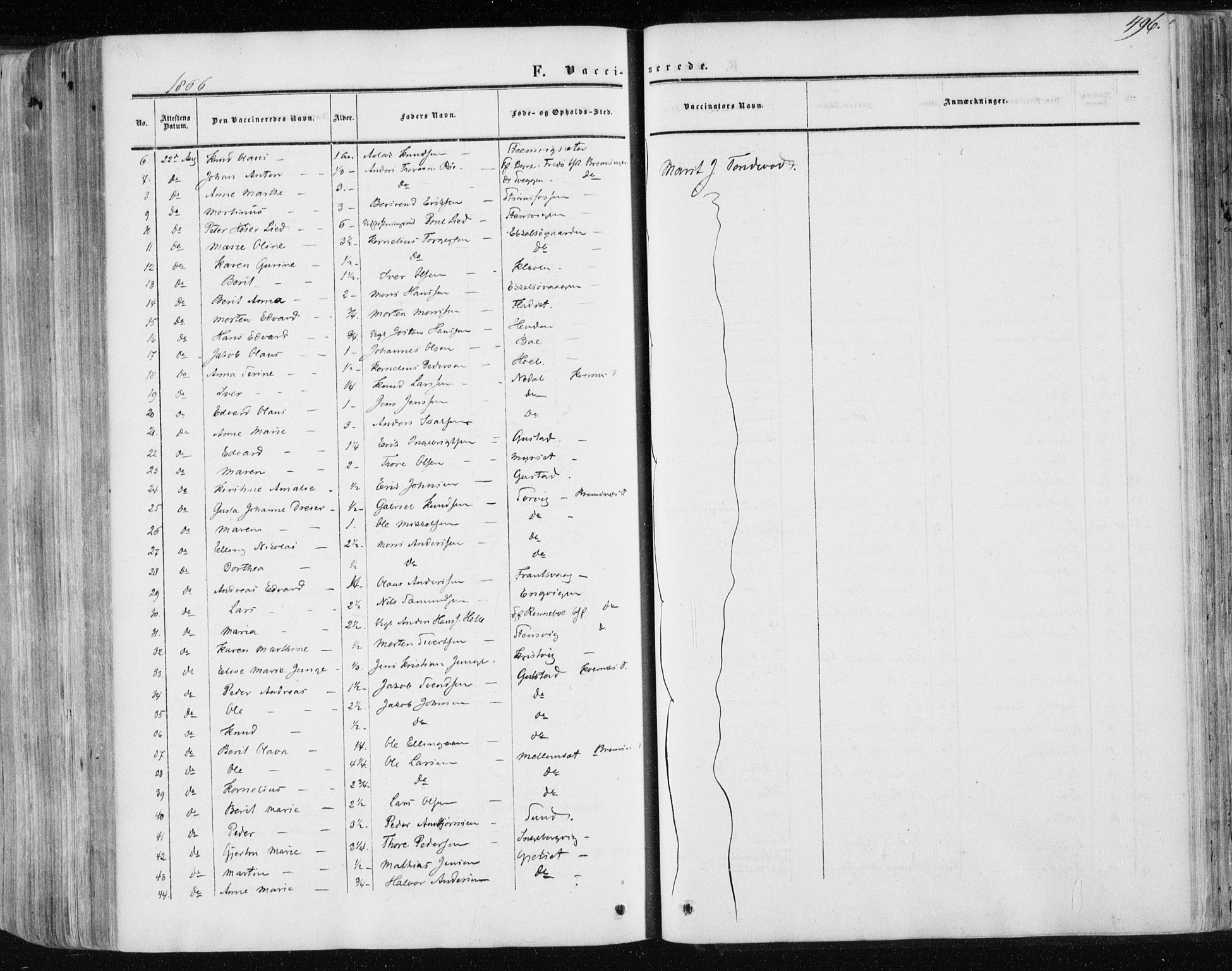 Ministerialprotokoller, klokkerbøker og fødselsregistre - Møre og Romsdal, AV/SAT-A-1454/568/L0804: Ministerialbok nr. 568A11, 1854-1868, s. 496