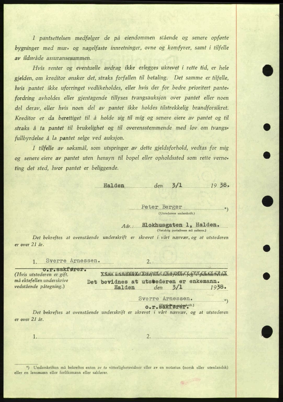 Idd og Marker sorenskriveri, AV/SAO-A-10283/G/Gb/Gbc/L0001: Pantebok nr. B1-3, 1936-1939, Dagboknr: 6/1938