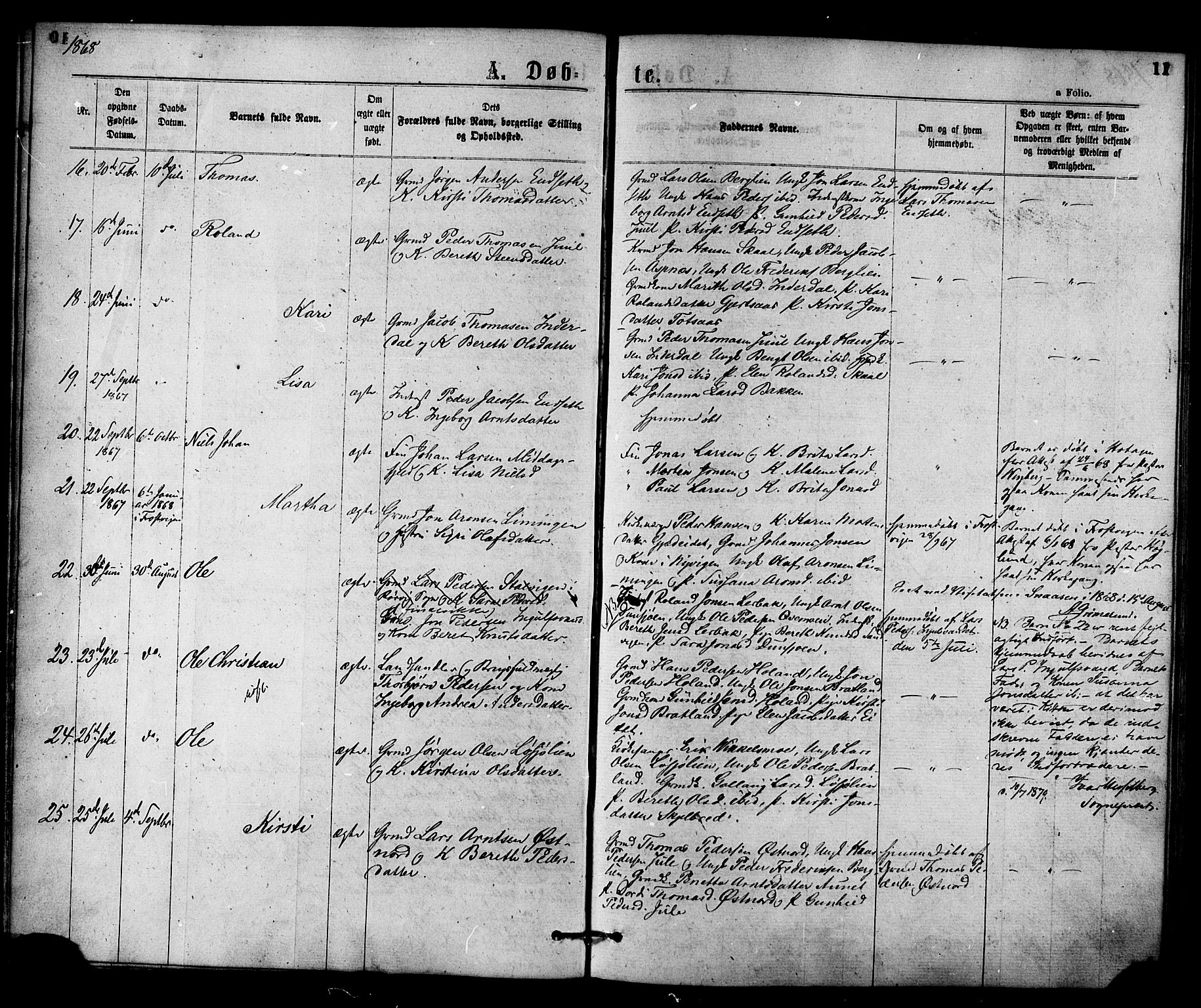 Ministerialprotokoller, klokkerbøker og fødselsregistre - Nord-Trøndelag, SAT/A-1458/755/L0493: Ministerialbok nr. 755A02, 1865-1881, s. 11