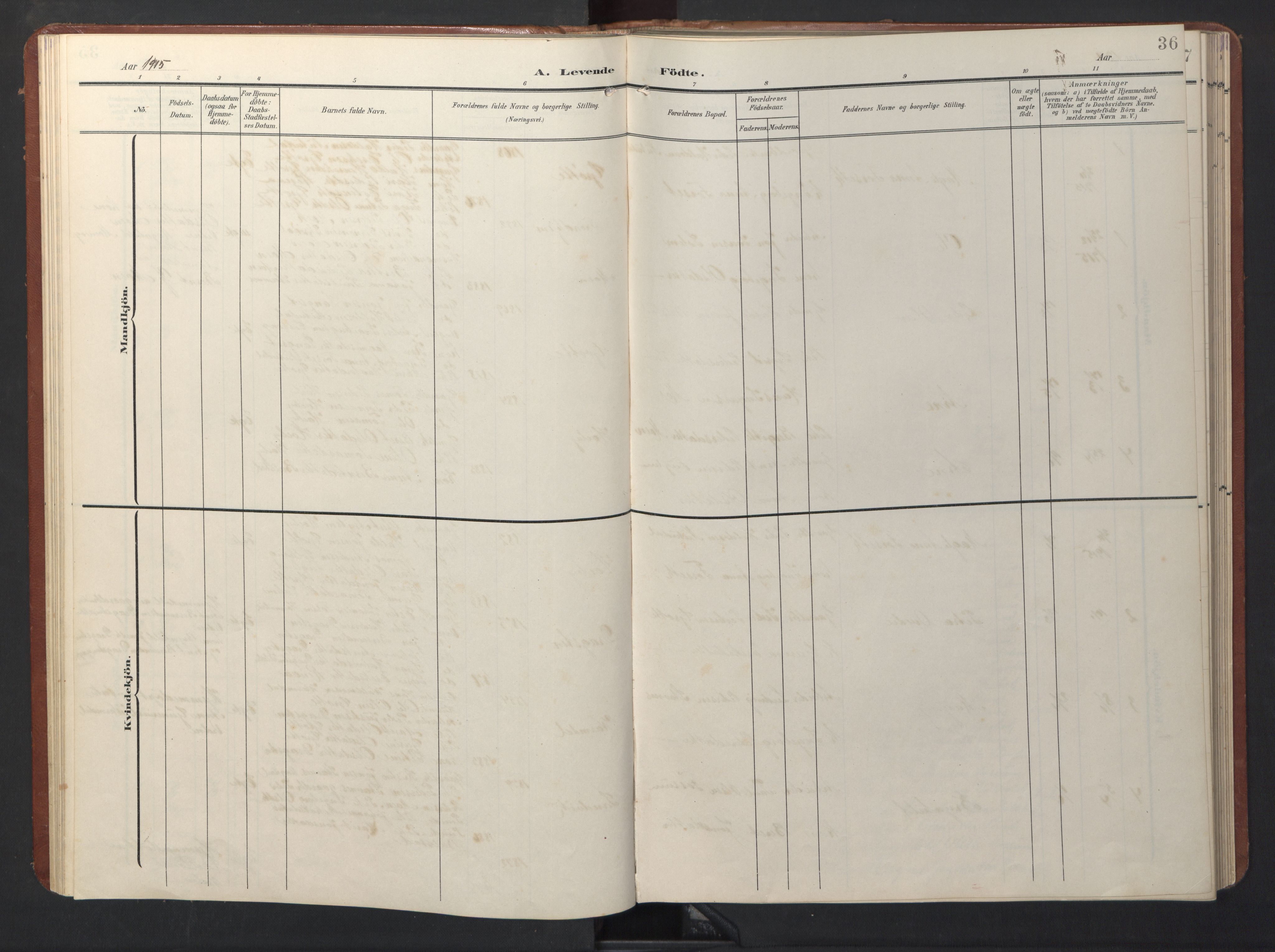 Ministerialprotokoller, klokkerbøker og fødselsregistre - Sør-Trøndelag, SAT/A-1456/696/L1161: Klokkerbok nr. 696C01, 1902-1950, s. 36