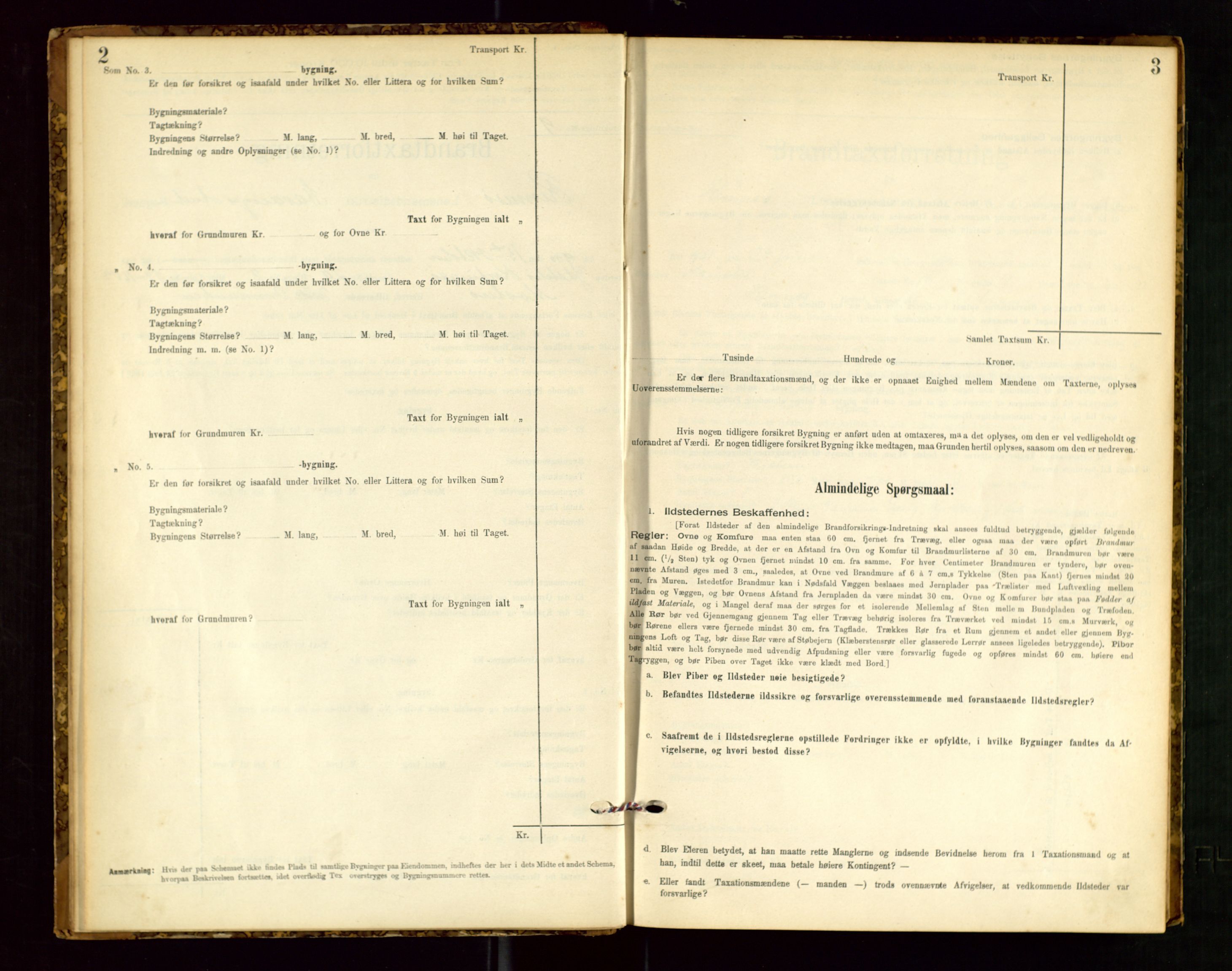 Rennesøy lensmannskontor, SAST/A-100165/Gob/L0001: Branntakstprotokoll - skjematakst, 1900-1956, s. 2-3