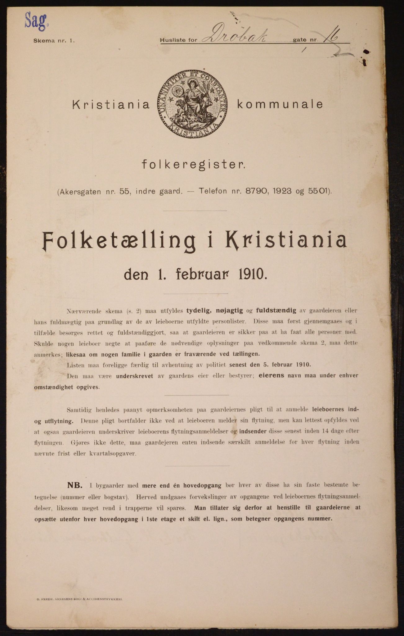 OBA, Kommunal folketelling 1.2.1910 for Kristiania, 1910, s. 16536