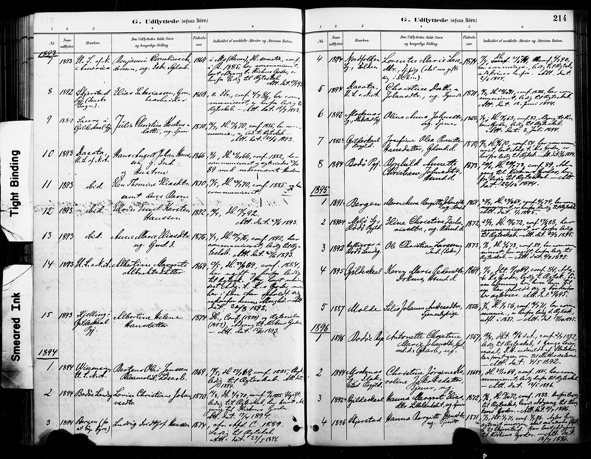 Ministerialprotokoller, klokkerbøker og fødselsregistre - Nordland, SAT/A-1459/846/L0646: Ministerialbok nr. 846A04, 1887-1901, s. 214