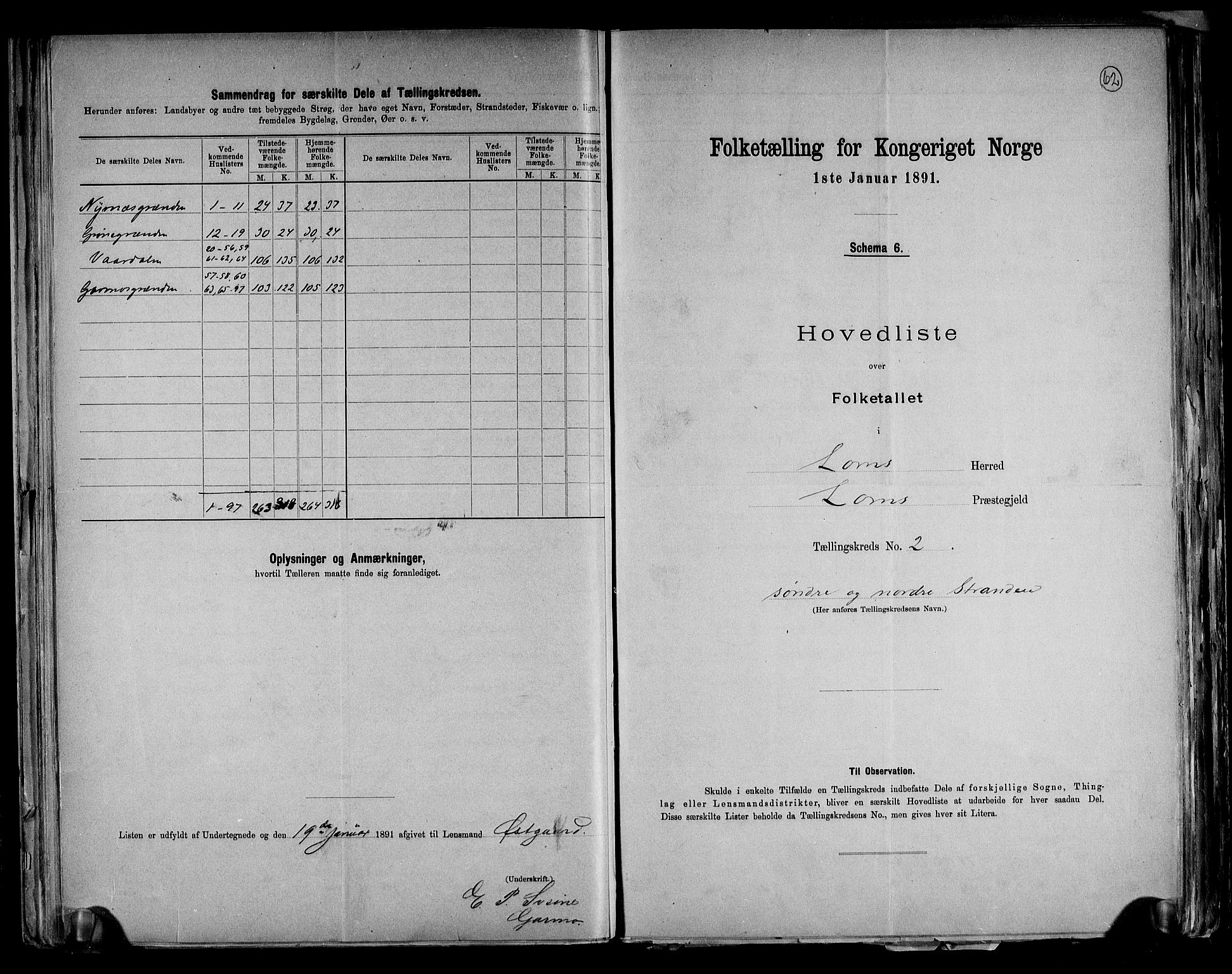 RA, Folketelling 1891 for 0514 Lom herred, 1891, s. 6