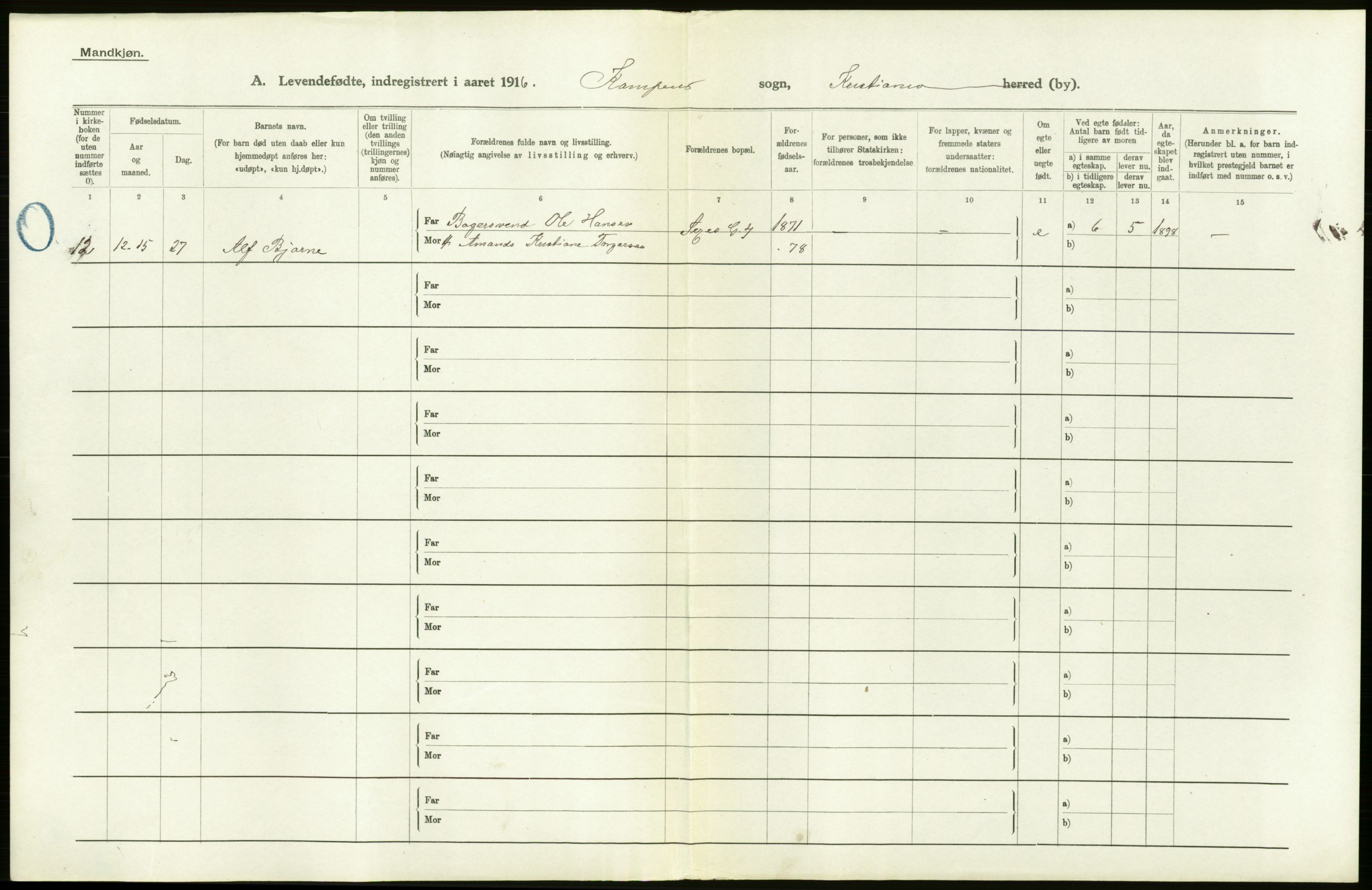 Statistisk sentralbyrå, Sosiodemografiske emner, Befolkning, AV/RA-S-2228/D/Df/Dfb/Dfbf/L0007: Kristiania: Levendefødte menn og kvinner., 1916, s. 646