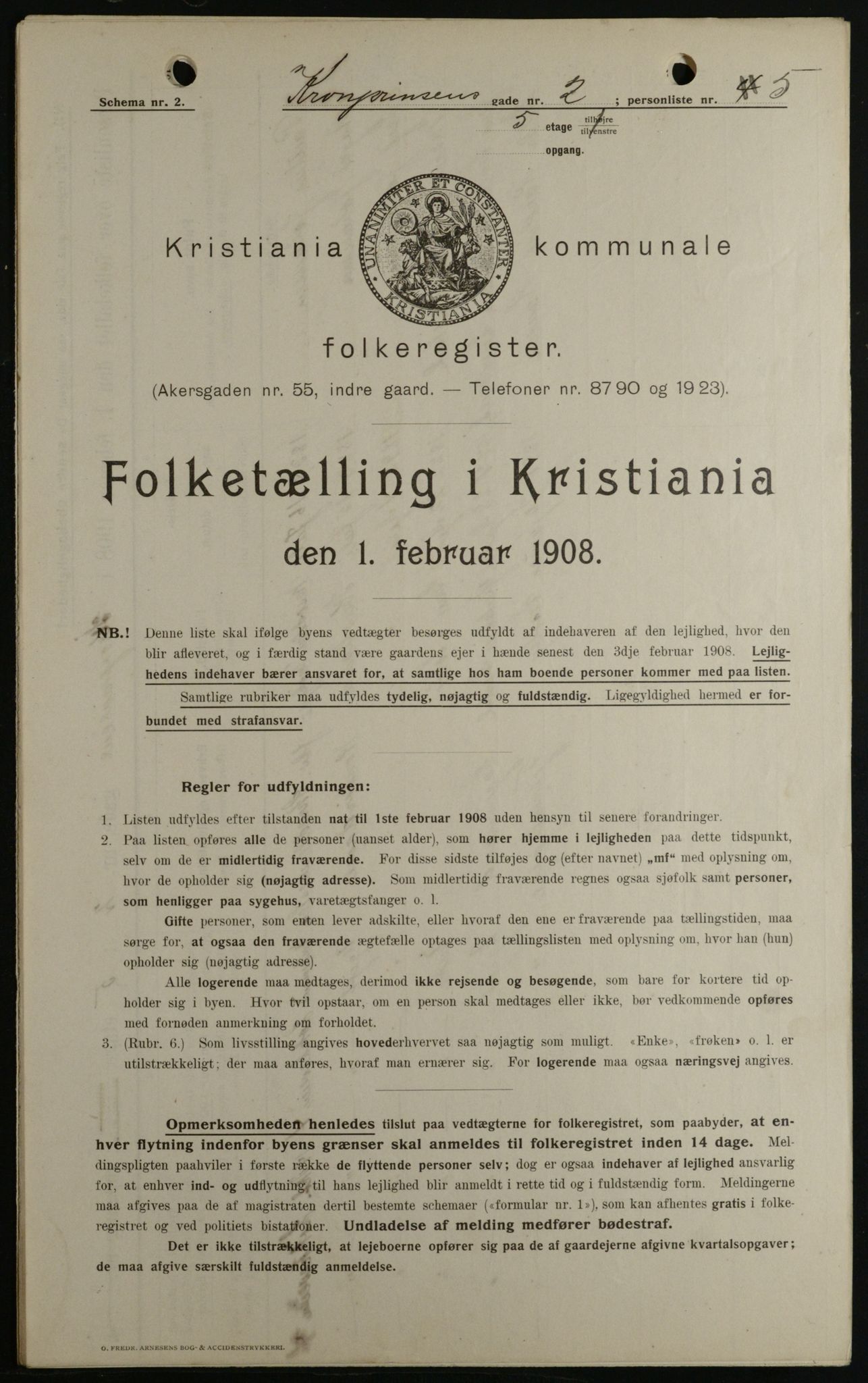 OBA, Kommunal folketelling 1.2.1908 for Kristiania kjøpstad, 1908, s. 48833