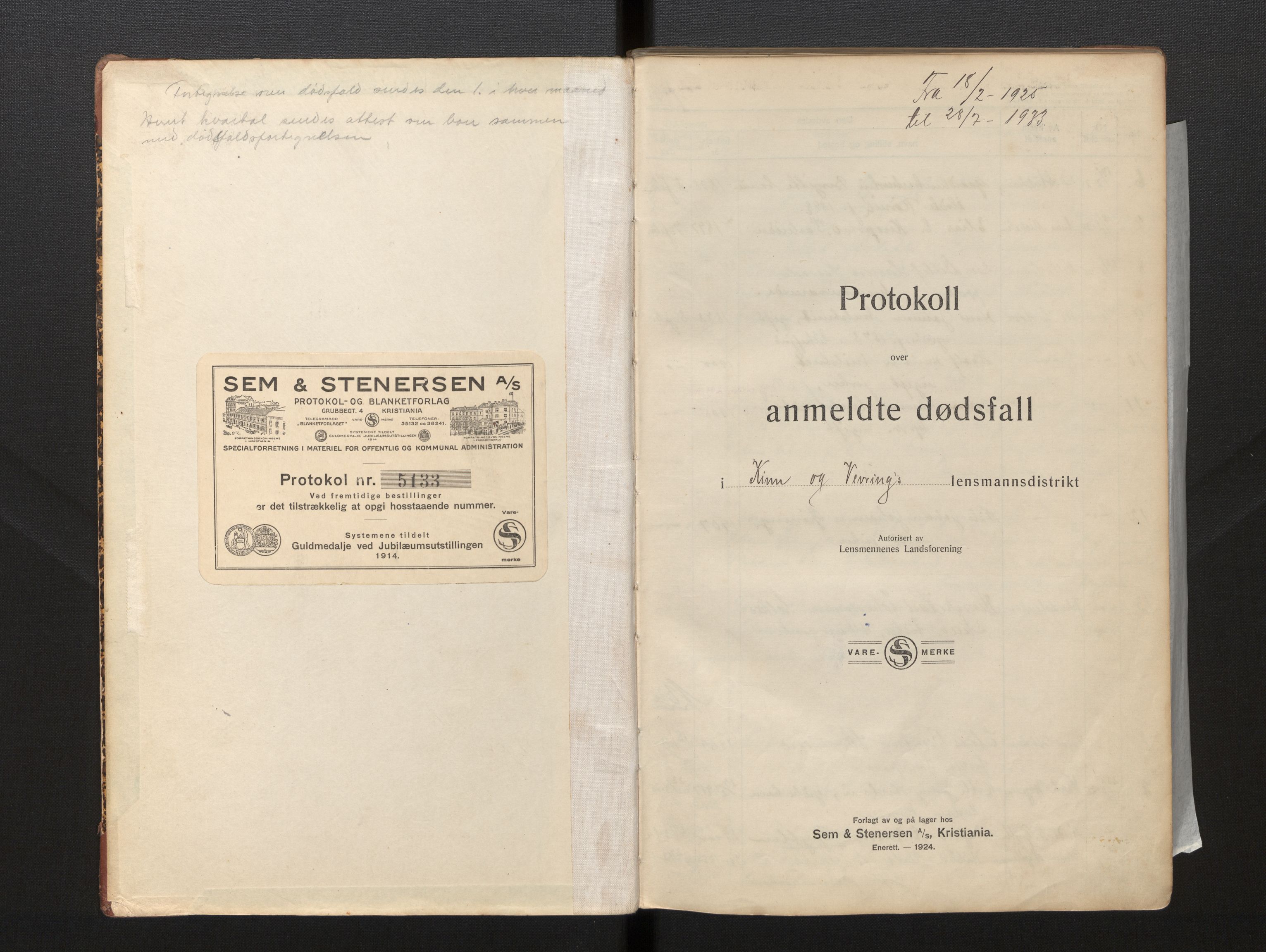 Lensmannen i Kinn, AV/SAB-A-28801/0006/L0004: Dødsfallprotokoll, 1925-1933