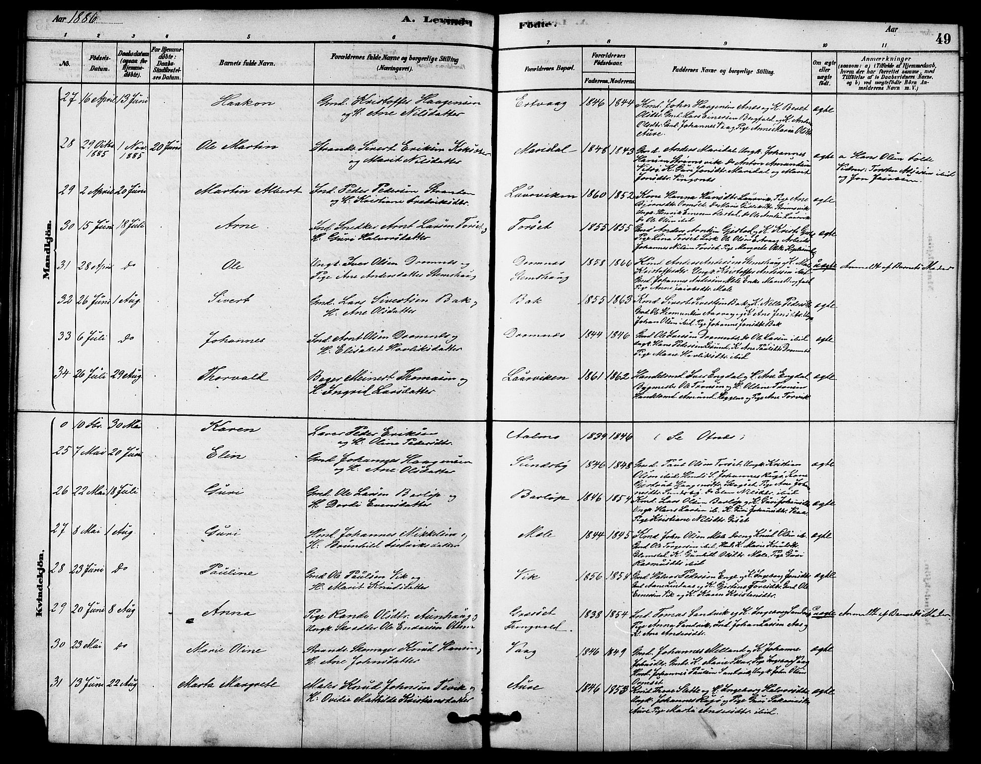 Ministerialprotokoller, klokkerbøker og fødselsregistre - Møre og Romsdal, SAT/A-1454/578/L0906: Ministerialbok nr. 578A05, 1878-1886, s. 49