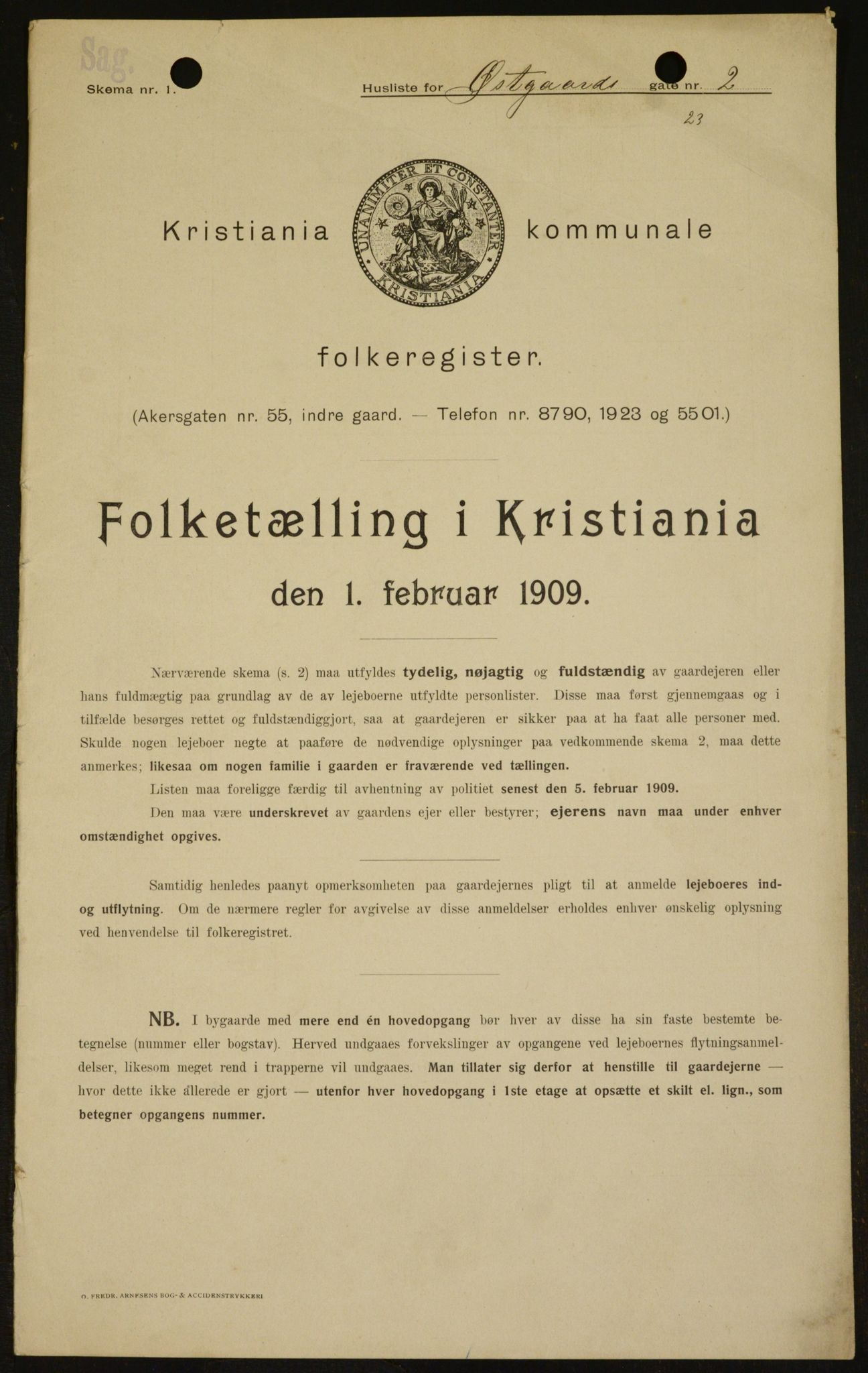 OBA, Kommunal folketelling 1.2.1909 for Kristiania kjøpstad, 1909, s. 117243