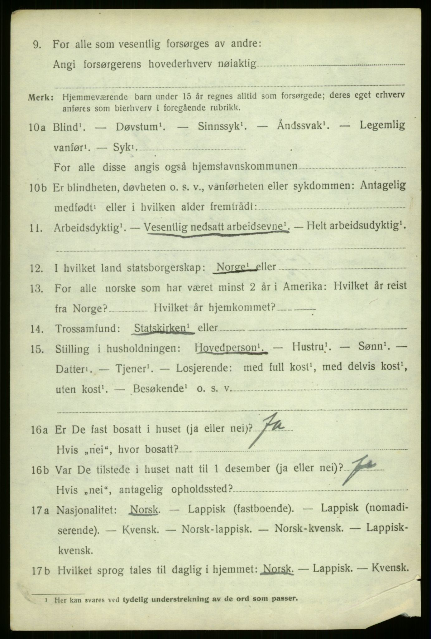SATØ, Folketelling 1920 for 1911 Kvæfjord herred, 1920, s. 1396