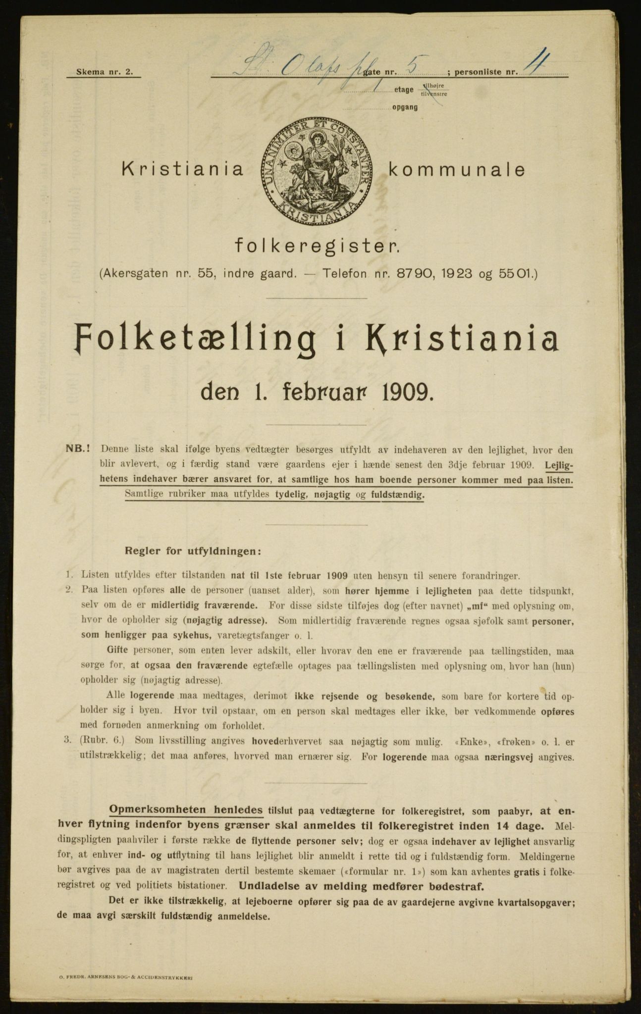 OBA, Kommunal folketelling 1.2.1909 for Kristiania kjøpstad, 1909, s. 80374