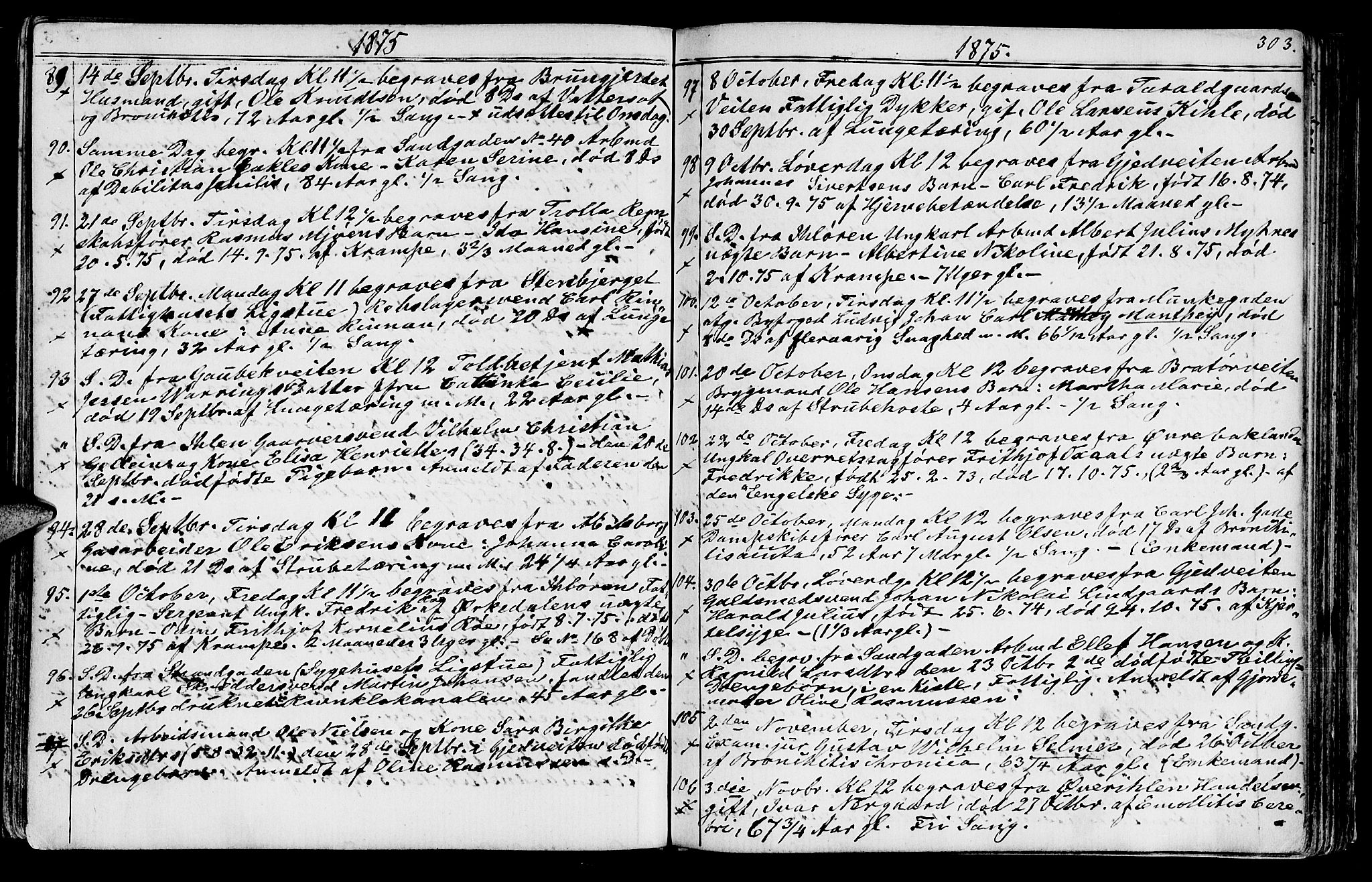 Ministerialprotokoller, klokkerbøker og fødselsregistre - Sør-Trøndelag, AV/SAT-A-1456/602/L0142: Klokkerbok nr. 602C10, 1872-1894, s. 303