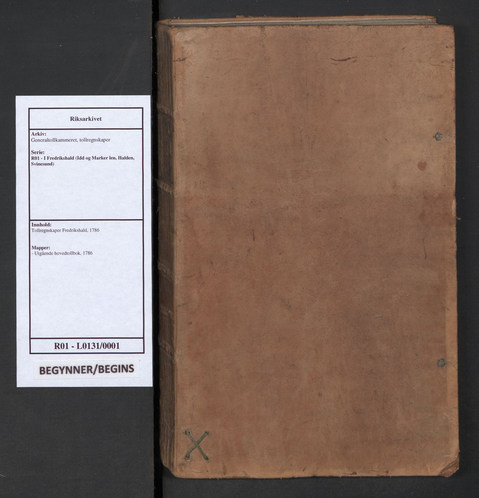 Generaltollkammeret, tollregnskaper, AV/RA-EA-5490/R01/L0131/0001: Tollregnskaper Fredrikshald / Utgående hovedtollbok, 1786