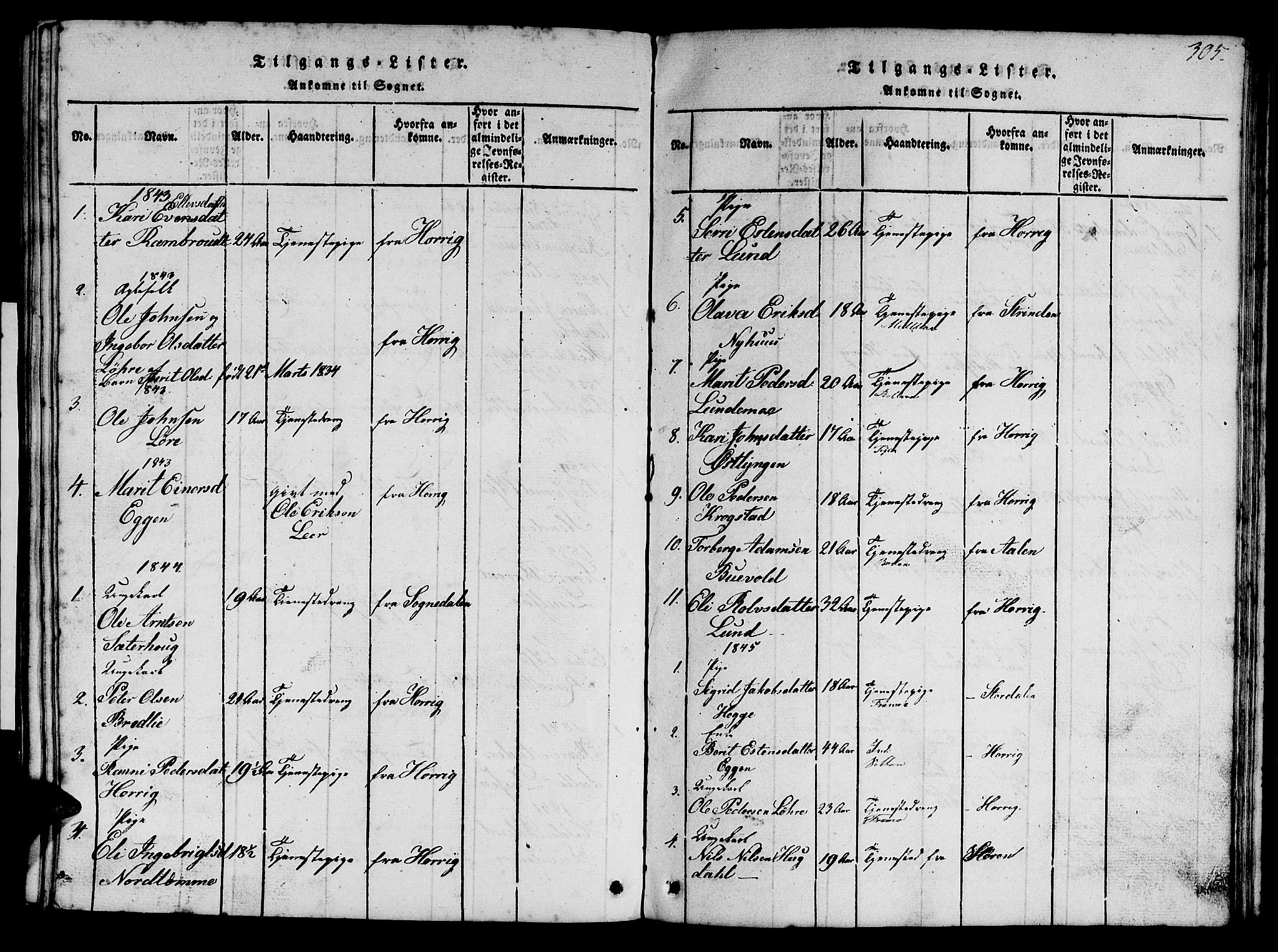 Ministerialprotokoller, klokkerbøker og fødselsregistre - Sør-Trøndelag, SAT/A-1456/693/L1121: Klokkerbok nr. 693C02, 1816-1869, s. 305
