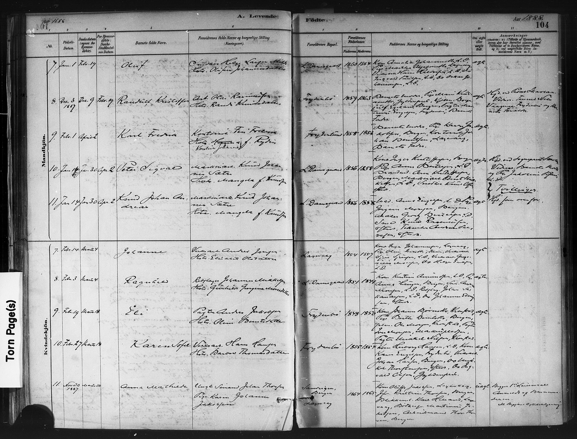 Askøy Sokneprestembete, AV/SAB-A-74101/H/Ha/Haa/Haae/L0002: Ministerialbok nr. E 2, 1878-1891, s. 104