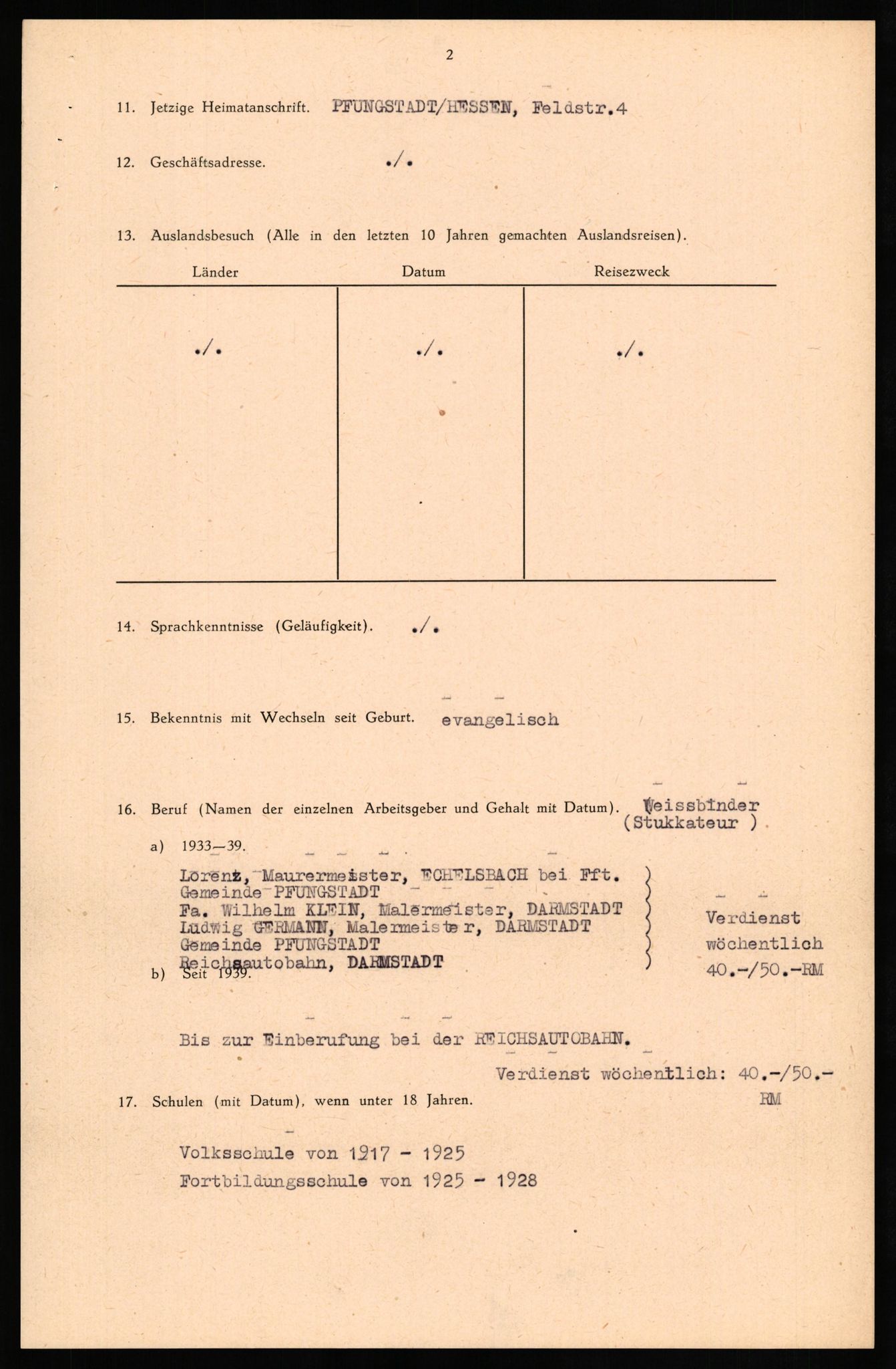 Forsvaret, Forsvarets overkommando II, AV/RA-RAFA-3915/D/Db/L0032: CI Questionaires. Tyske okkupasjonsstyrker i Norge. Tyskere., 1945-1946, s. 241