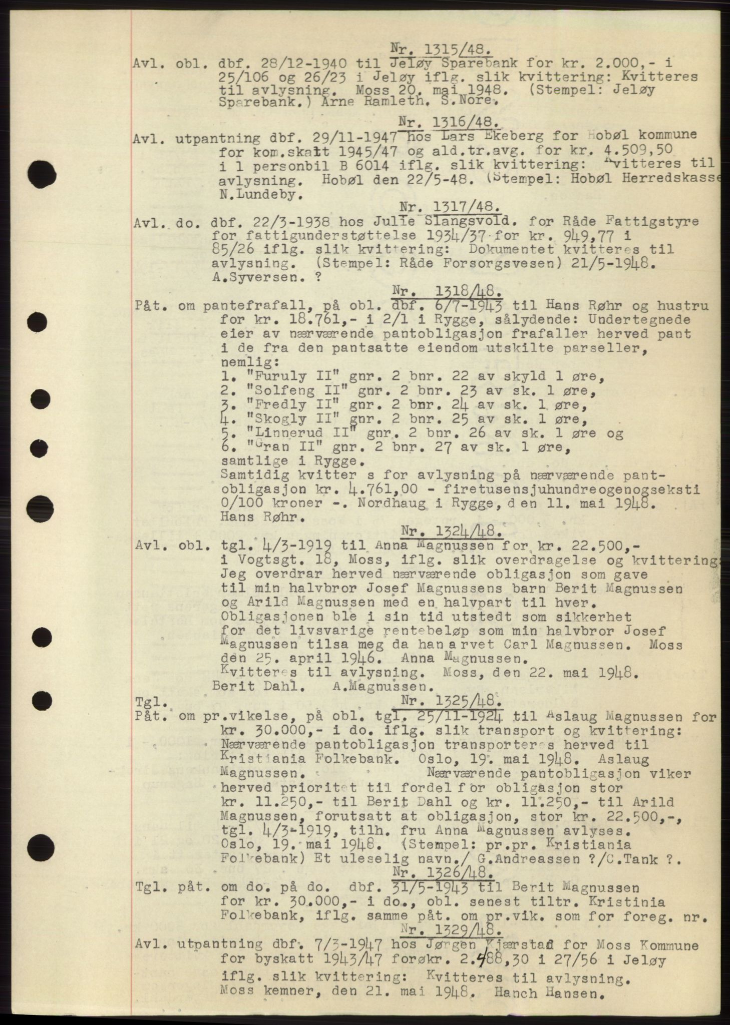 Moss sorenskriveri, SAO/A-10168: Pantebok nr. C10, 1938-1950, Dagboknr: 1315/1948