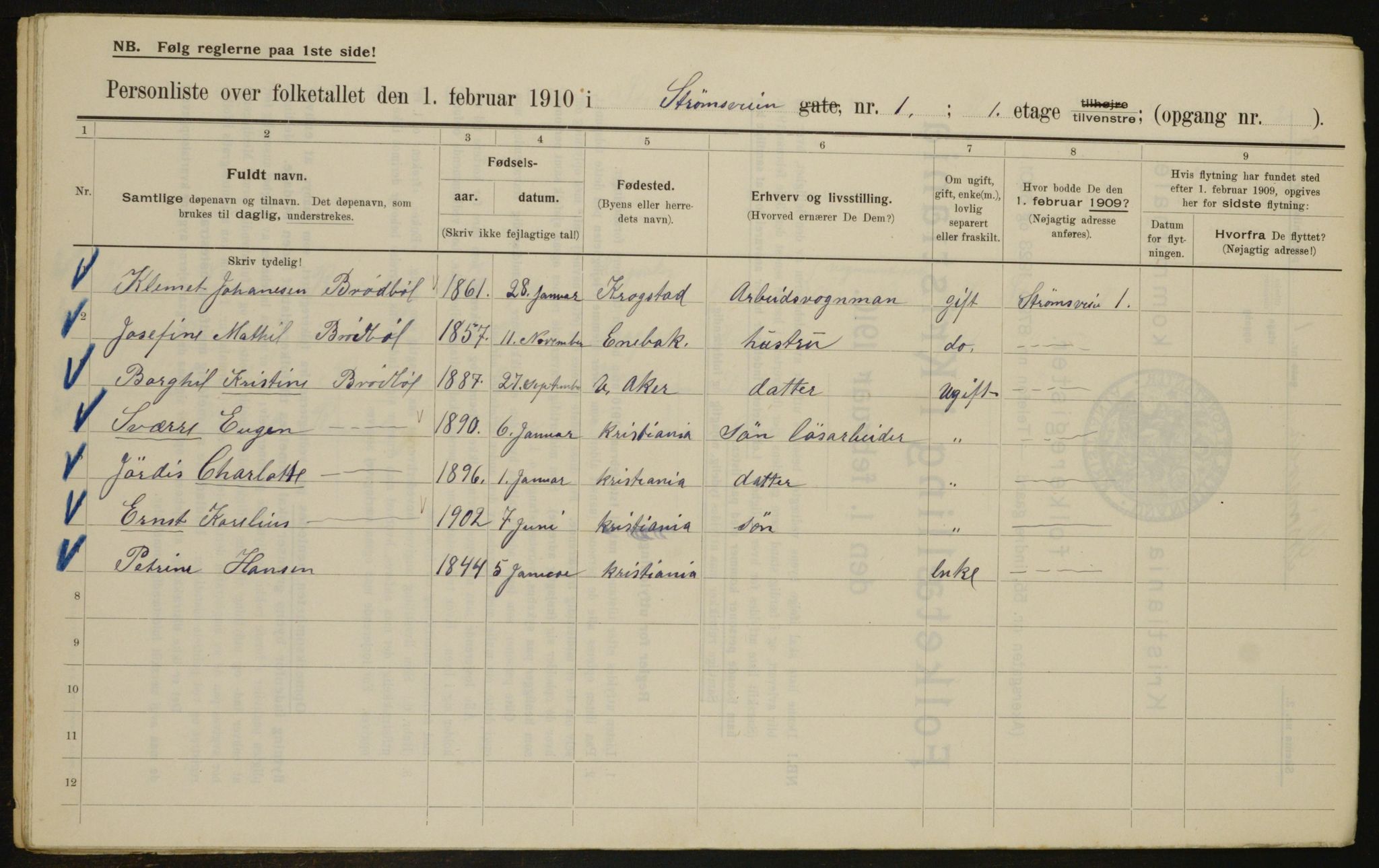 OBA, Kommunal folketelling 1.2.1910 for Kristiania, 1910, s. 98655