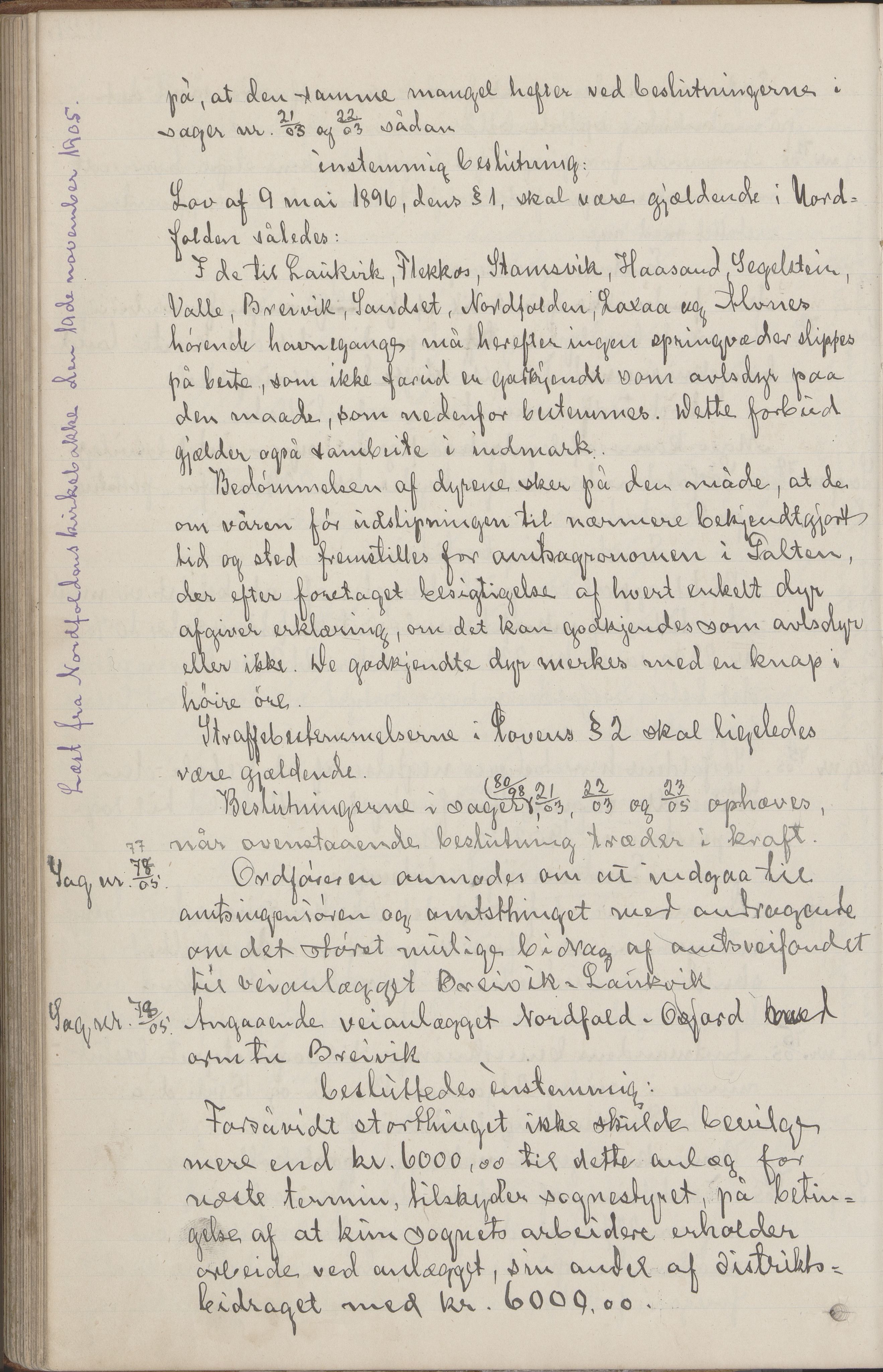 Kjerringøy kommune. Formannskapet, AIN/K-18441.150/A/Aa/L0002: Forhandlingsprotokoll Norfolden- Kjerringø formanskap, 1900-1911