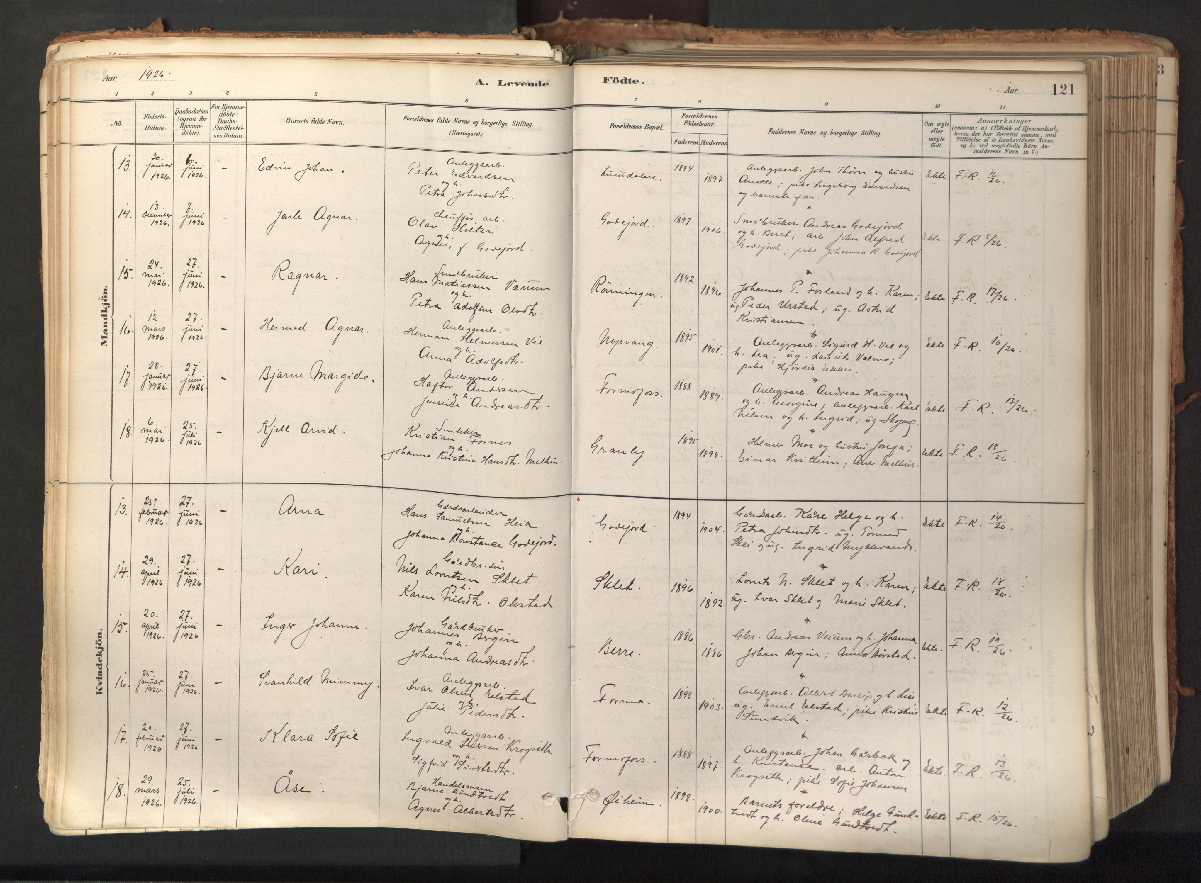 Ministerialprotokoller, klokkerbøker og fødselsregistre - Nord-Trøndelag, AV/SAT-A-1458/758/L0519: Ministerialbok nr. 758A04, 1880-1926, s. 121